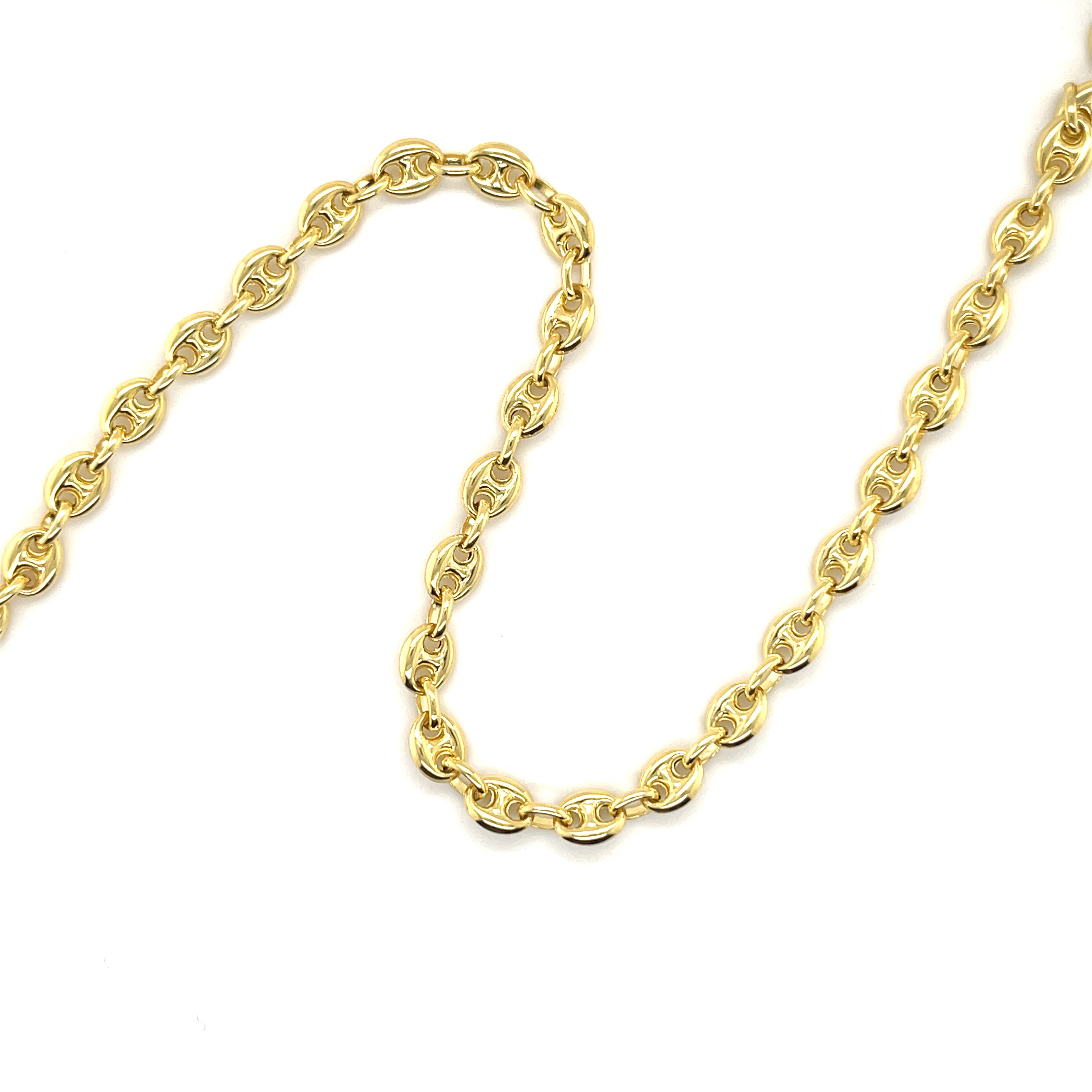 14K Gold Puffed Mariner Necklace