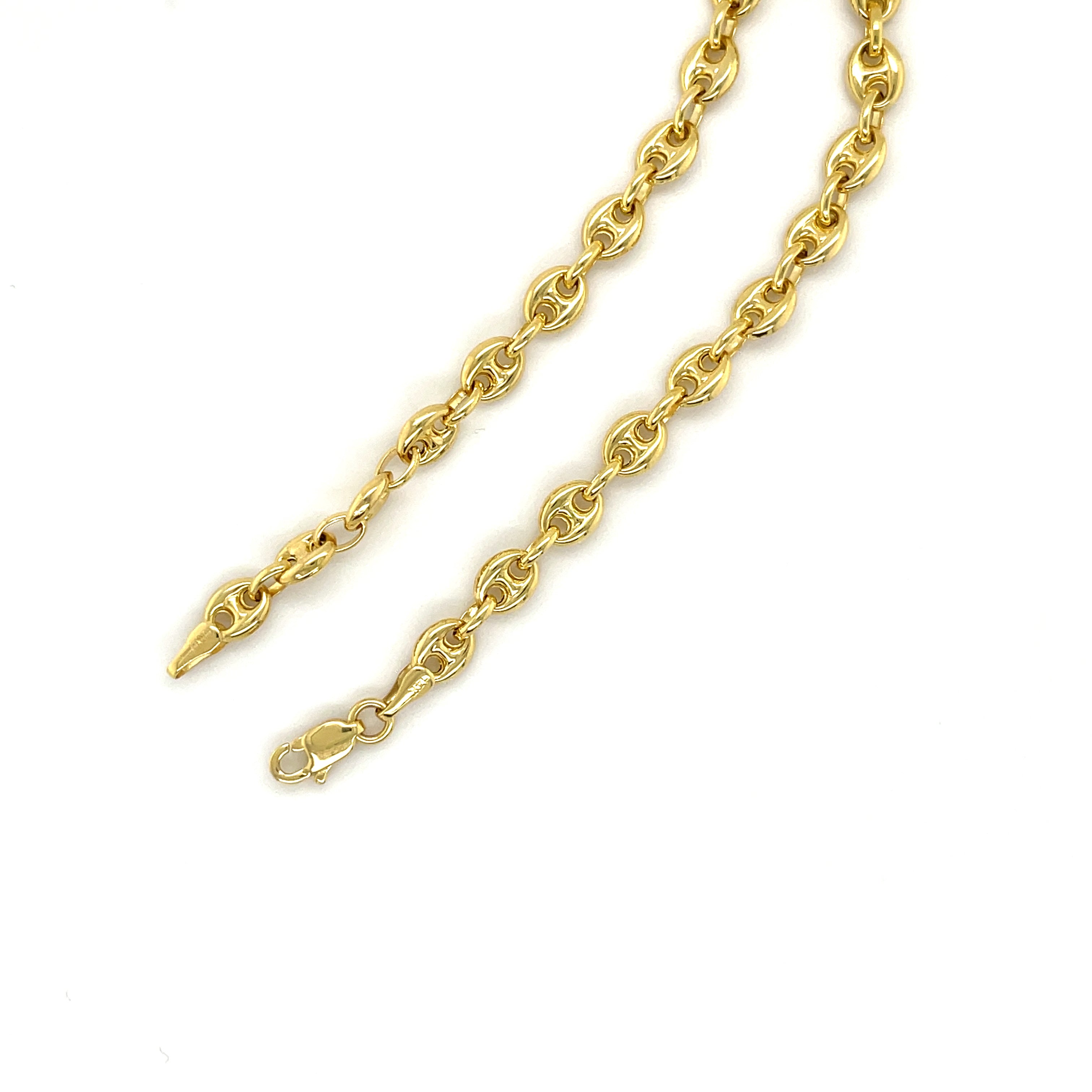 14K Gold Puffed Mariner Necklace