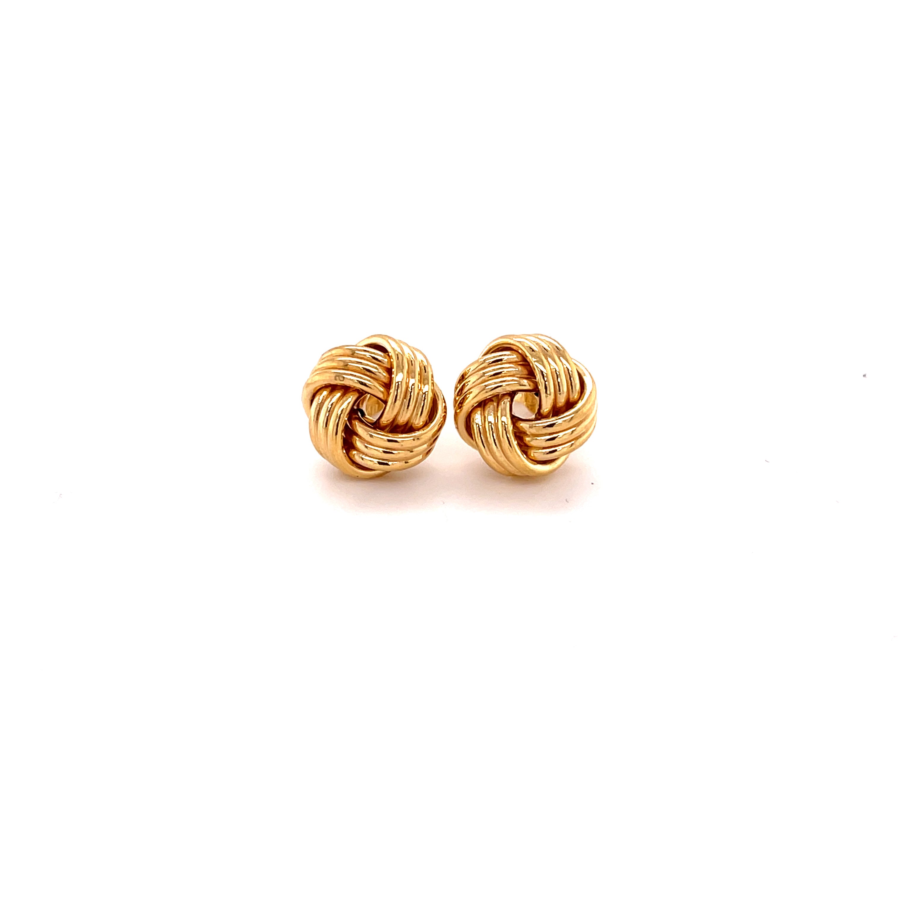 14K Gold Three Row Love Knot Studs