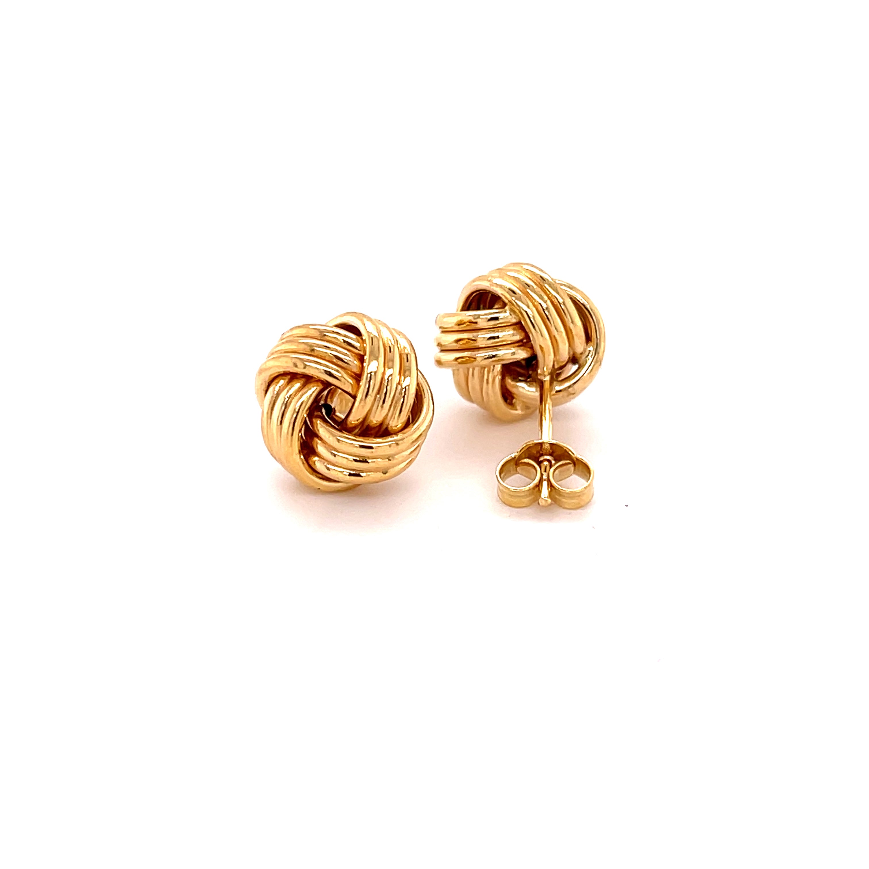 14K Gold Three Row Love Knot Studs