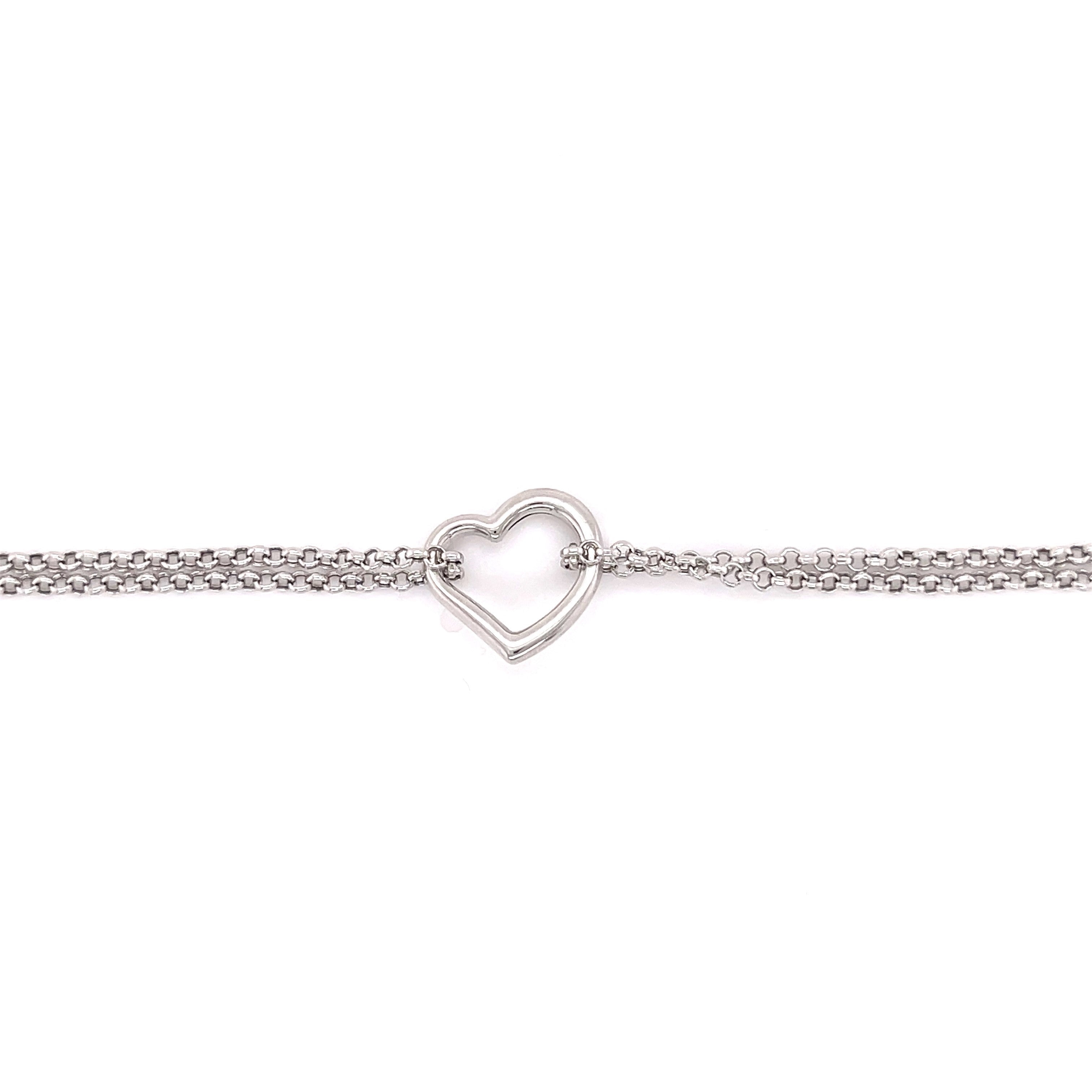 14K White Gold Open Heart Anklet