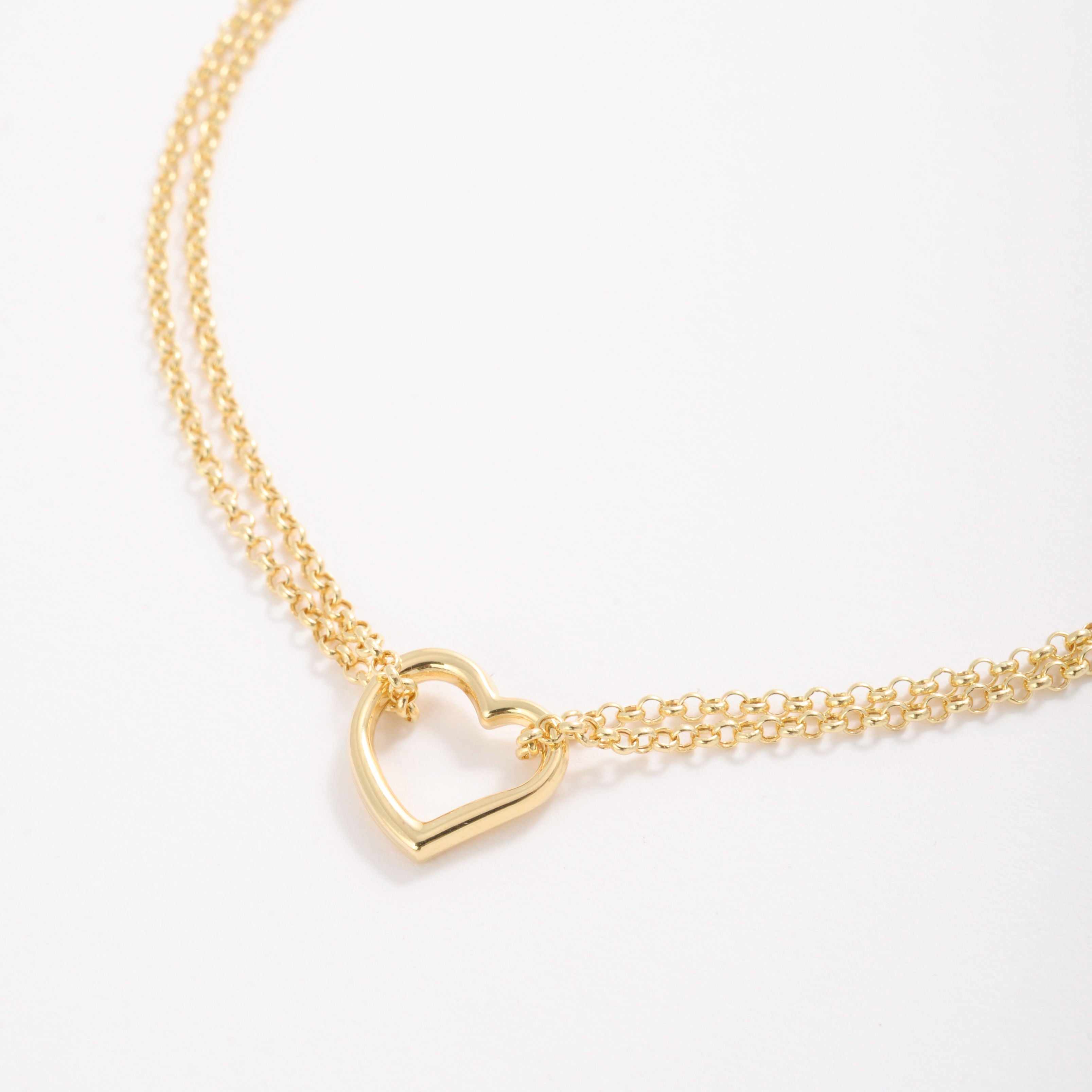 14K Gold Open Heart Anklet