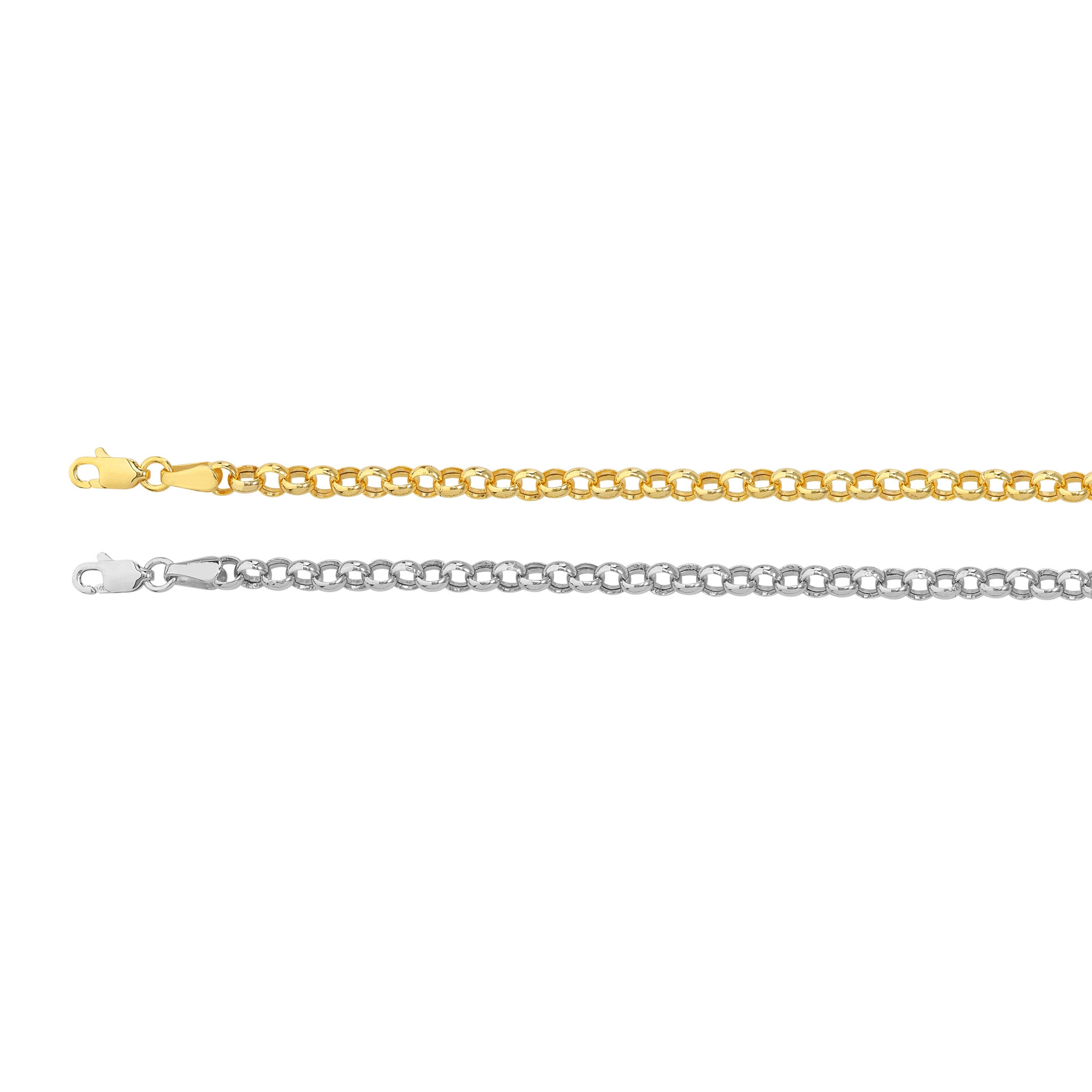 14K Gold 3.8 mm Rolo Round Link Necklace Chain