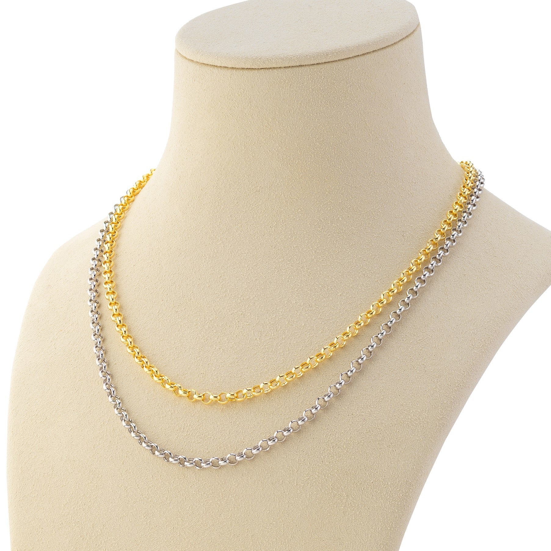 14K Gold 3.8 mm Rolo Round Link Necklace Chain