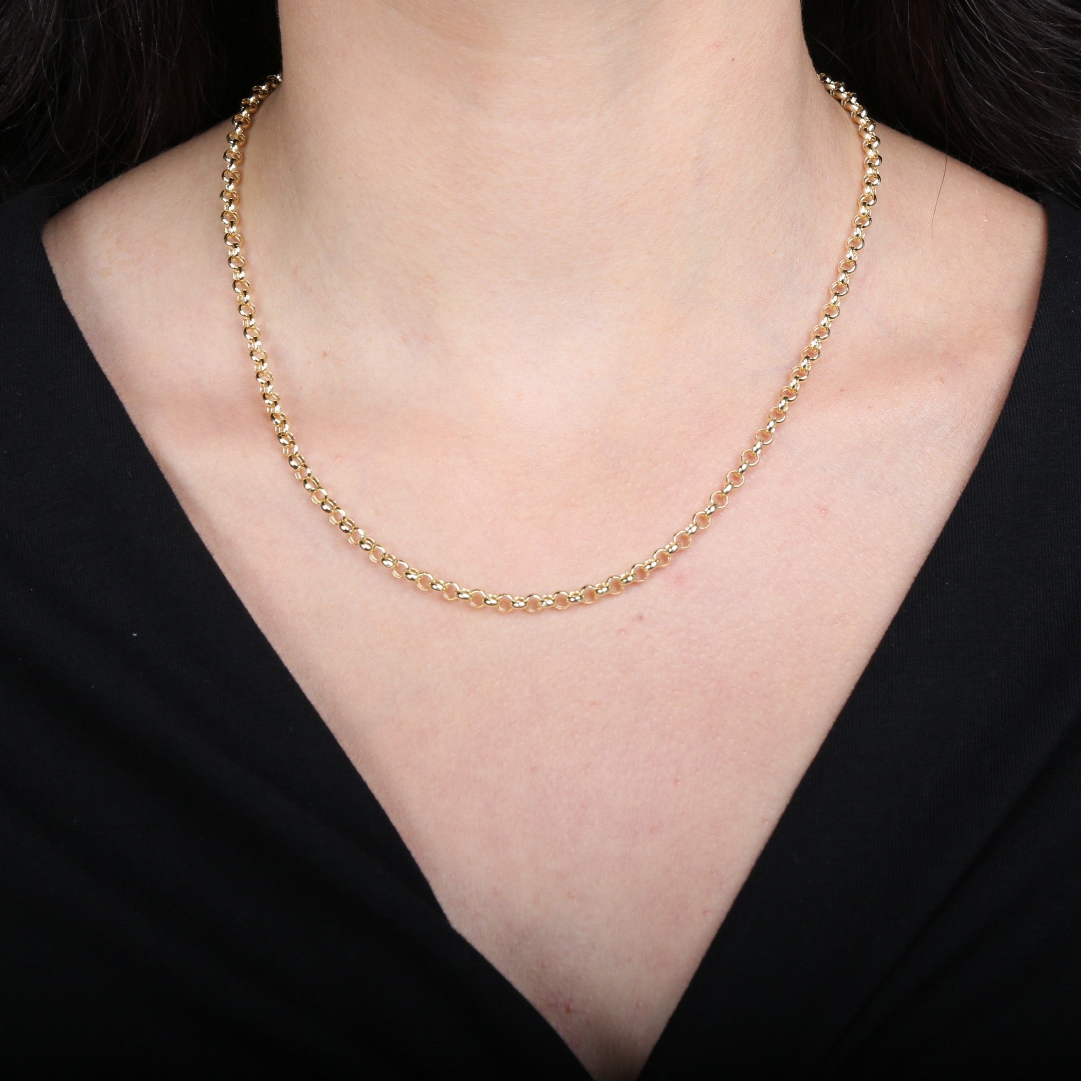 14K Gold 3.8 mm Rolo Round Link Necklace Chain