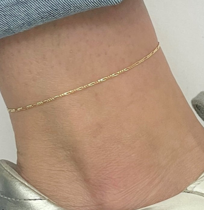 14K Gold Thin Figaro Anklet