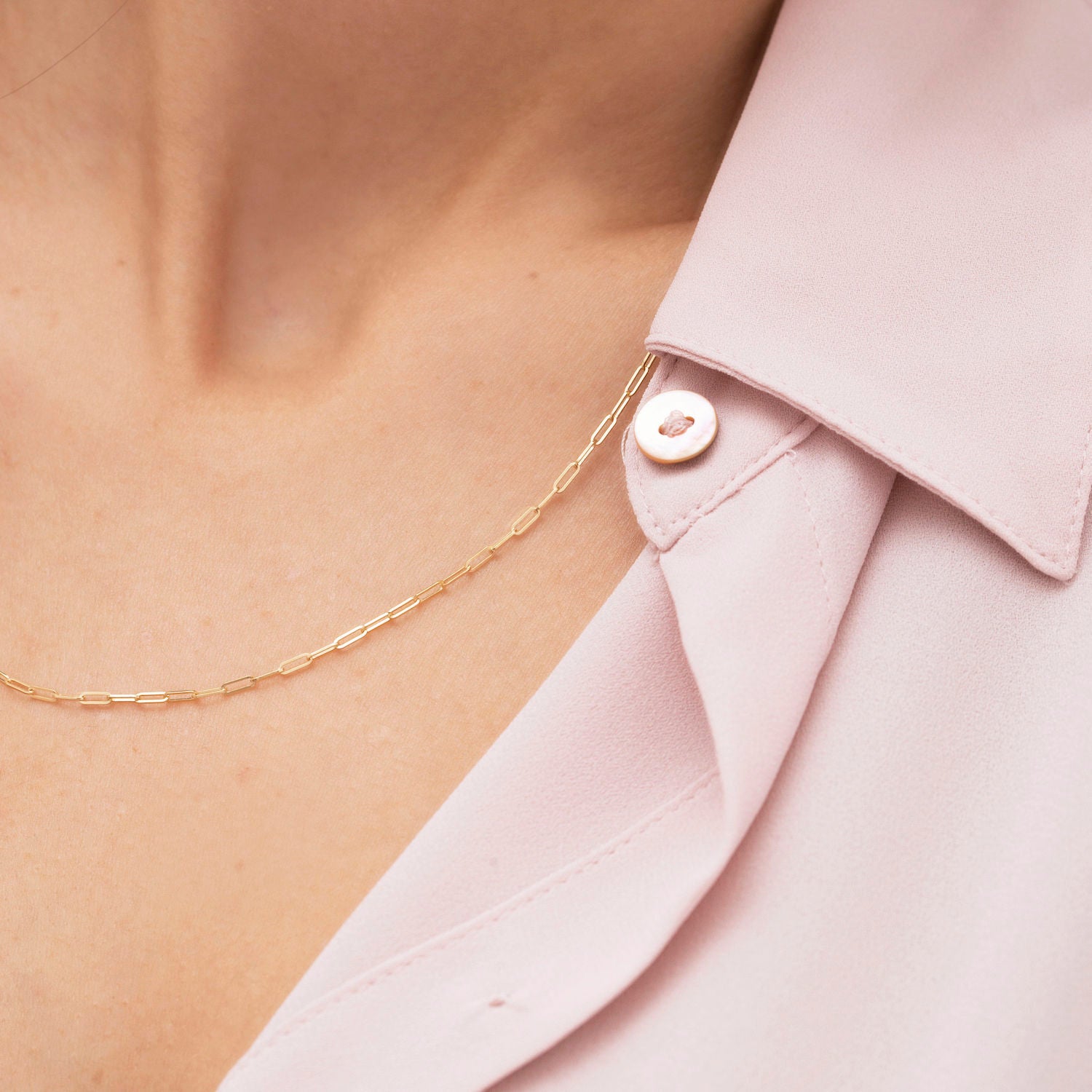 14K Solid Gold Paperclip Necklace – 1.5mm-4mm Yellow Gold Chain with Lobster Clasp