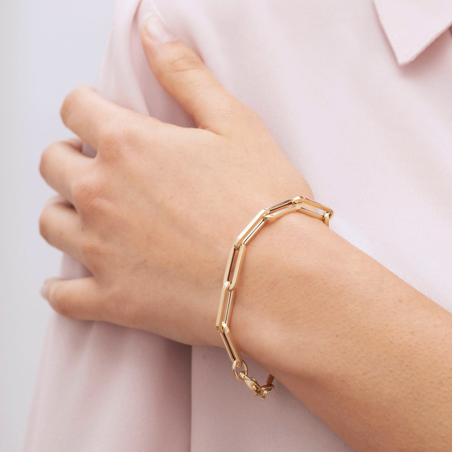 14K Gold Paperclip Necklace Chain Women