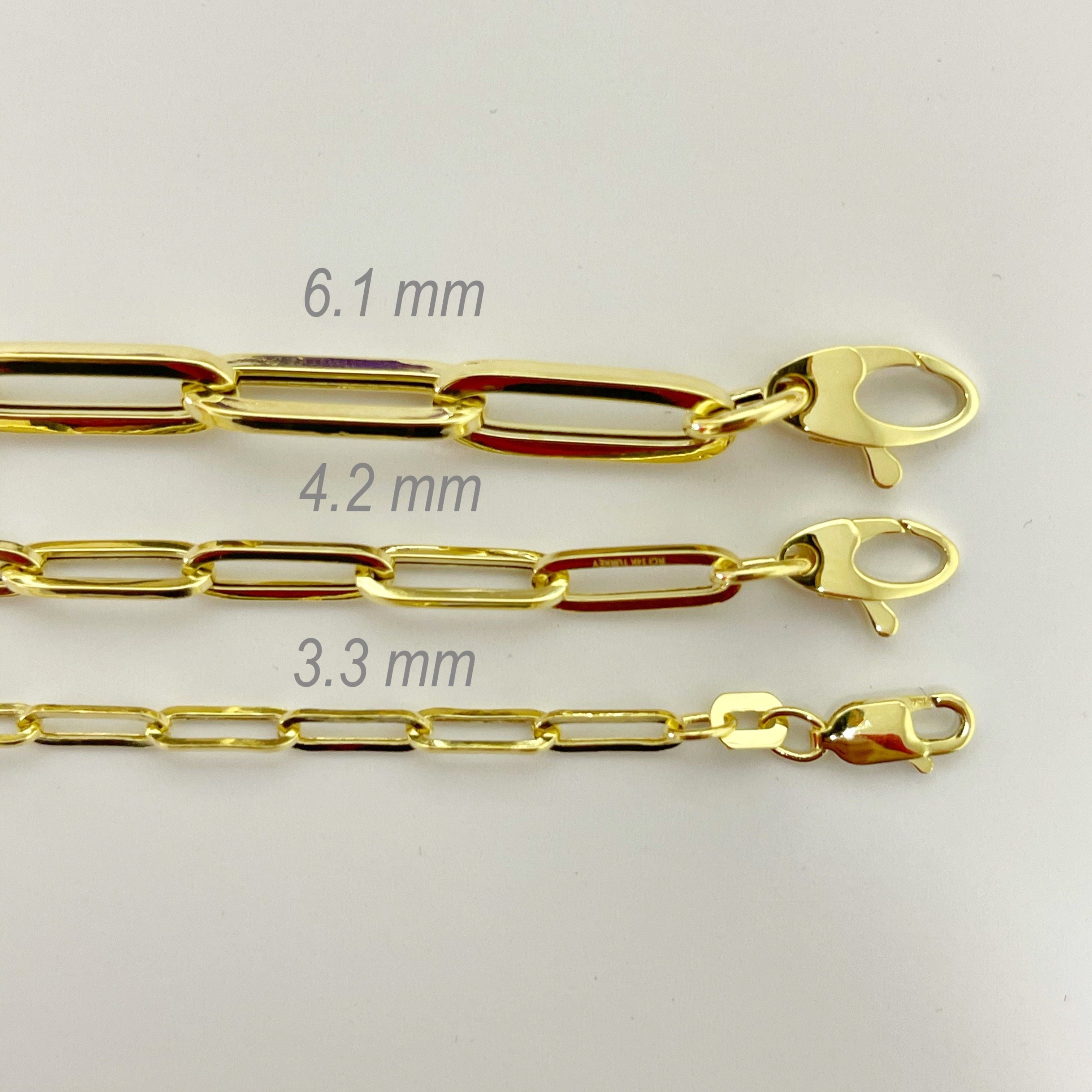14K Gold Paperclip Necklace Chain Women