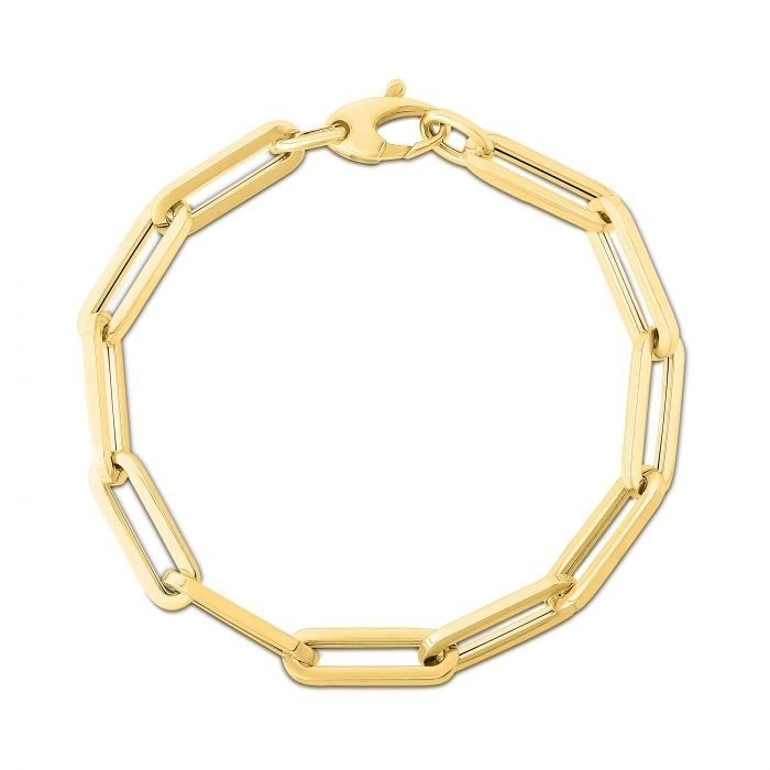 14K Gold Thick Paperclip Bracelet Women