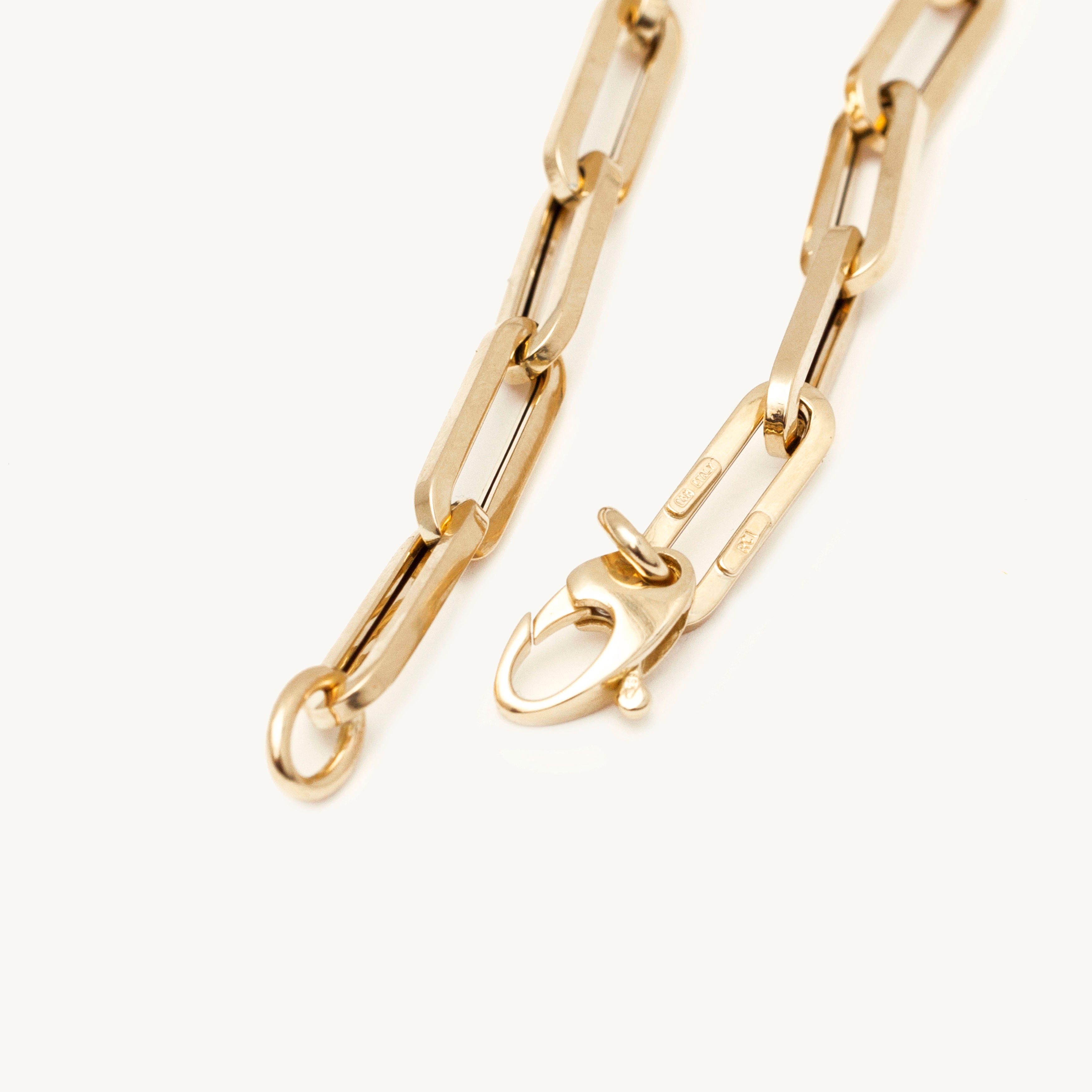 14K Gold Thick Paperclip Bracelet Women