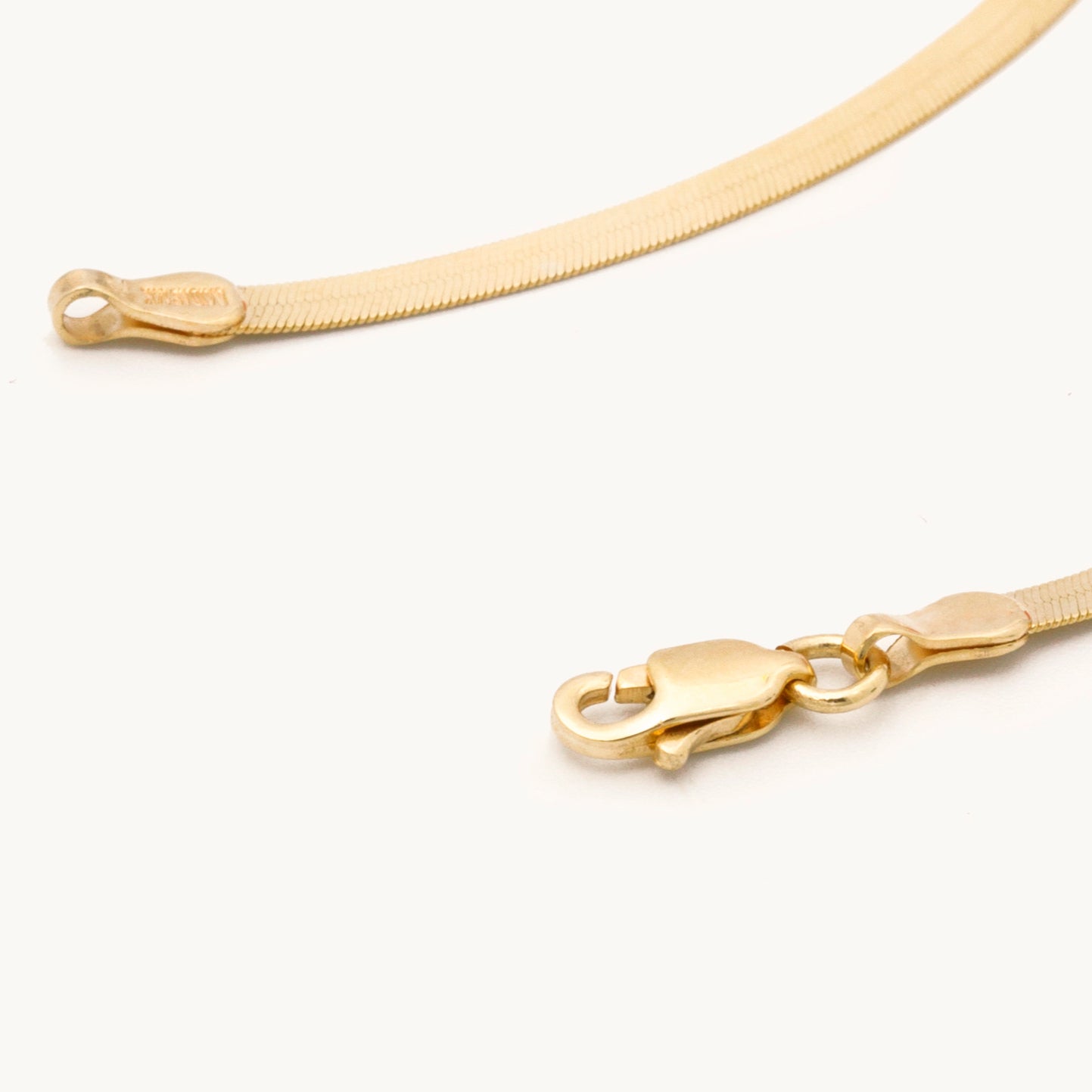 14K GOLD HERRINGBONE NECKLACE CHAIN WOMEN