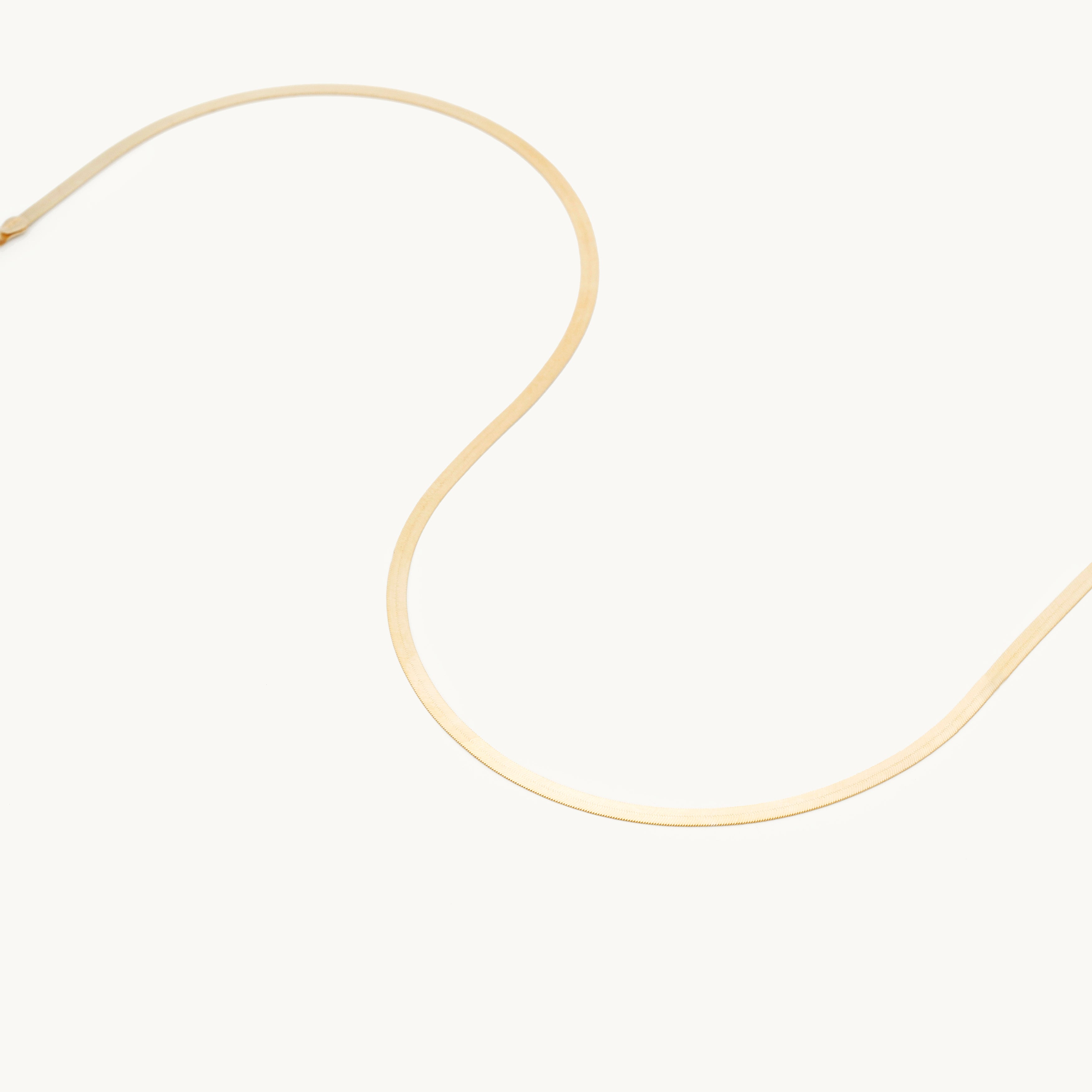 14K GOLD HERRINGBONE NECKLACE CHAIN WOMEN