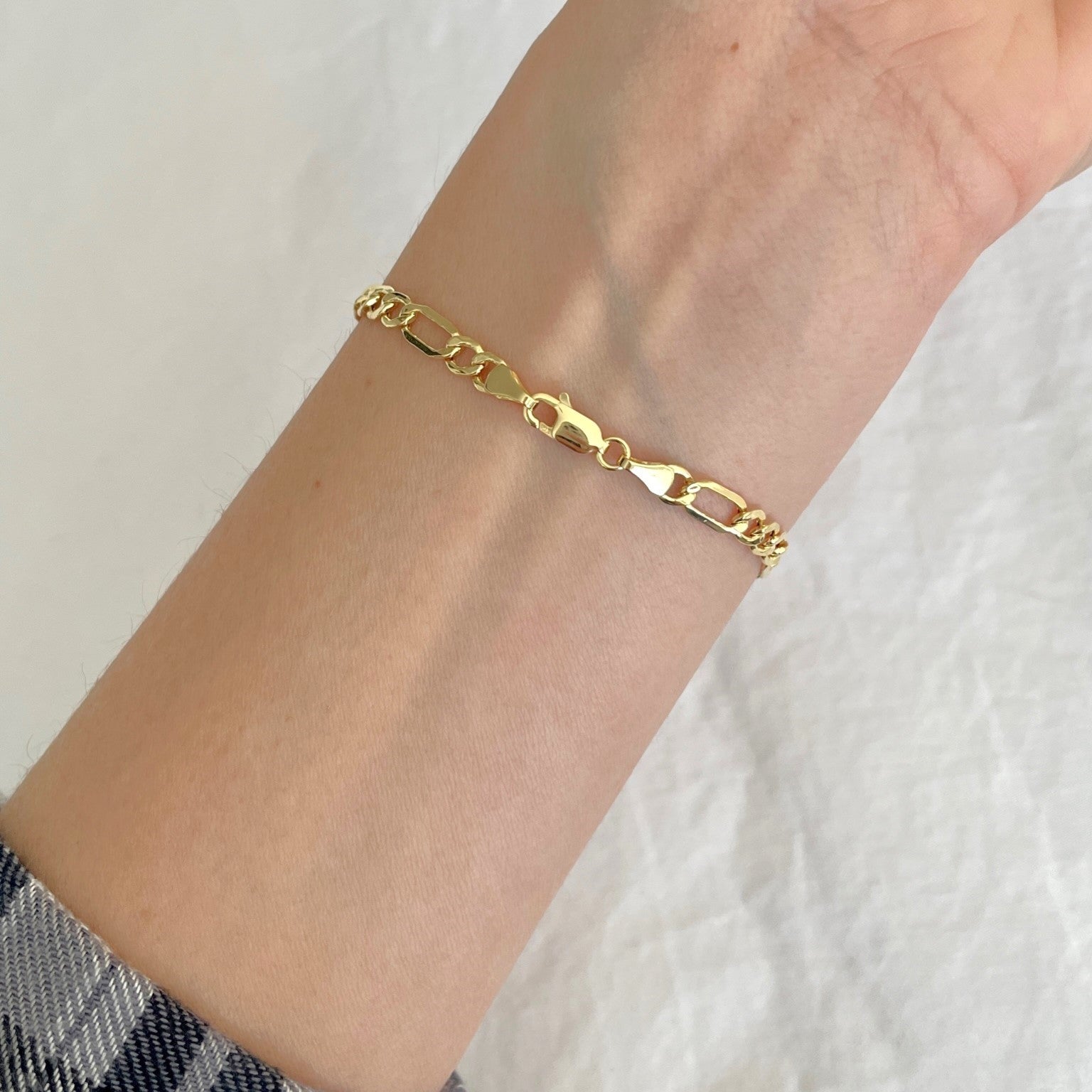 14K Gold Figaro Heart Bracelet