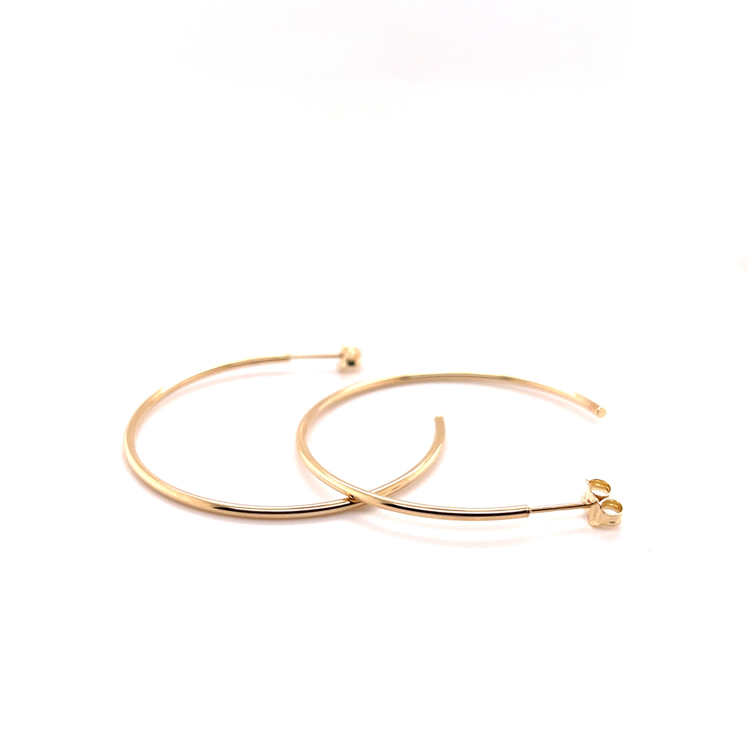 14K Gold Thin 40mm C-Hoop Earrings, Yellow or Rose Gold