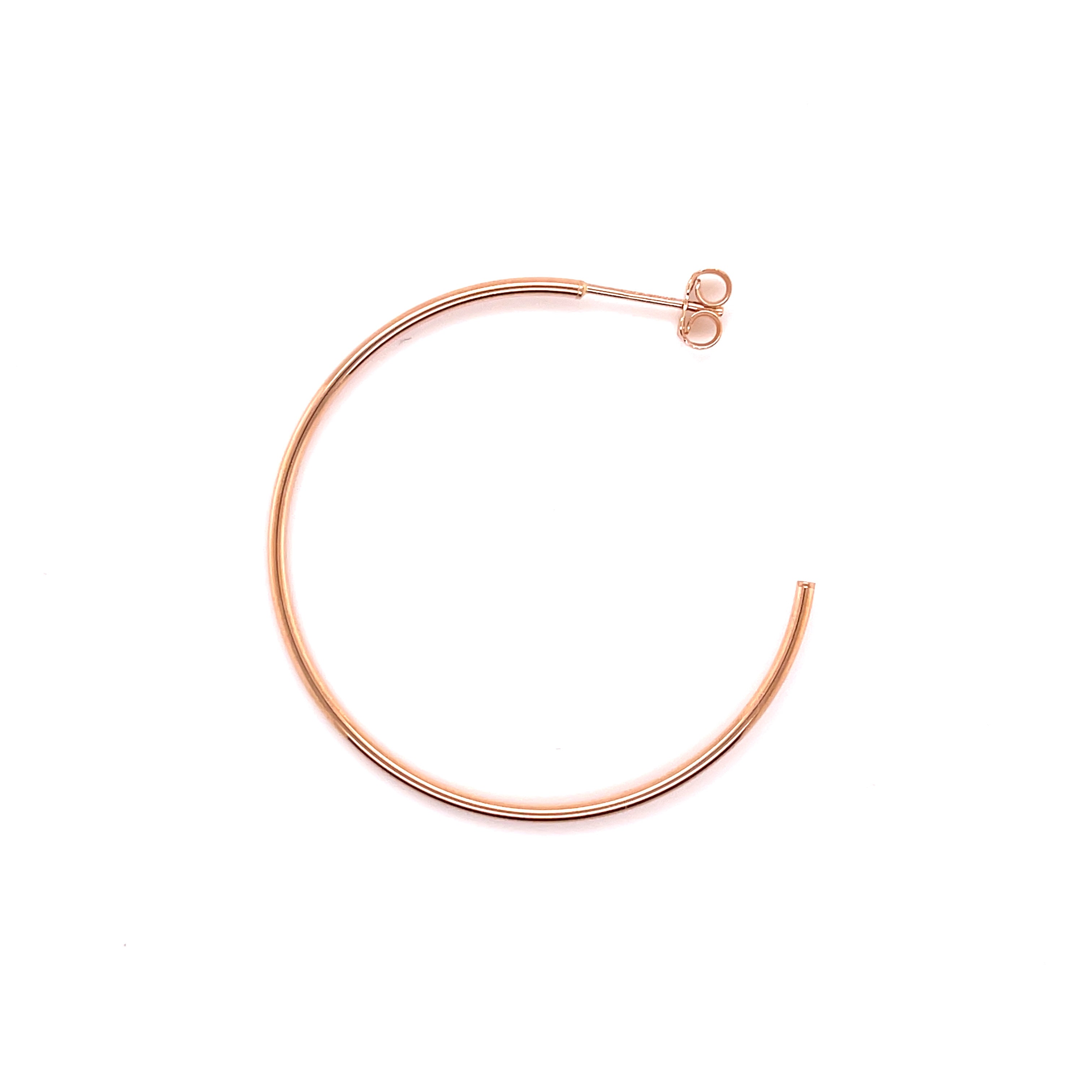 14K Gold Thin 40mm C-Hoop Earrings, Yellow or Rose Gold