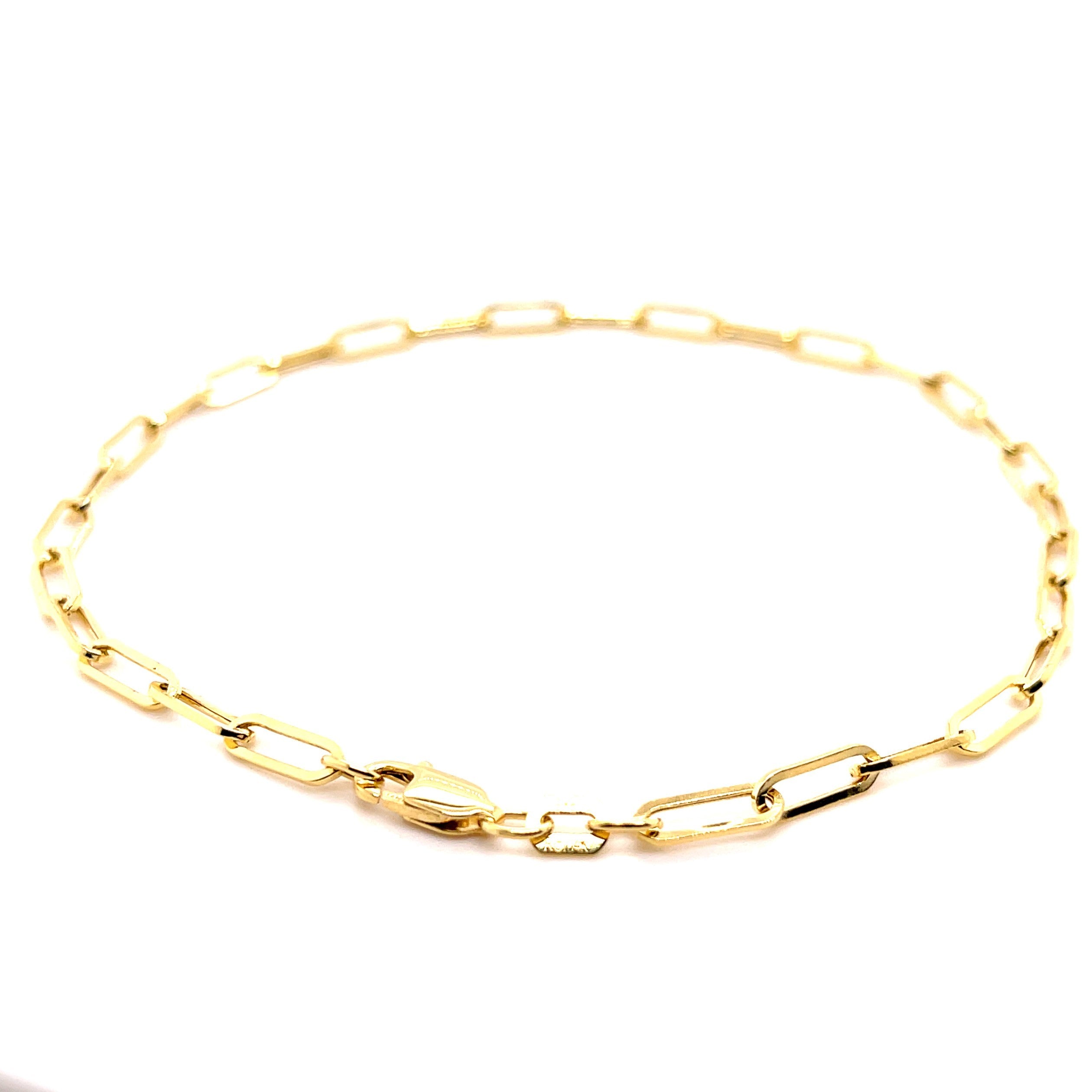 14K Gold Paperclip Anklet