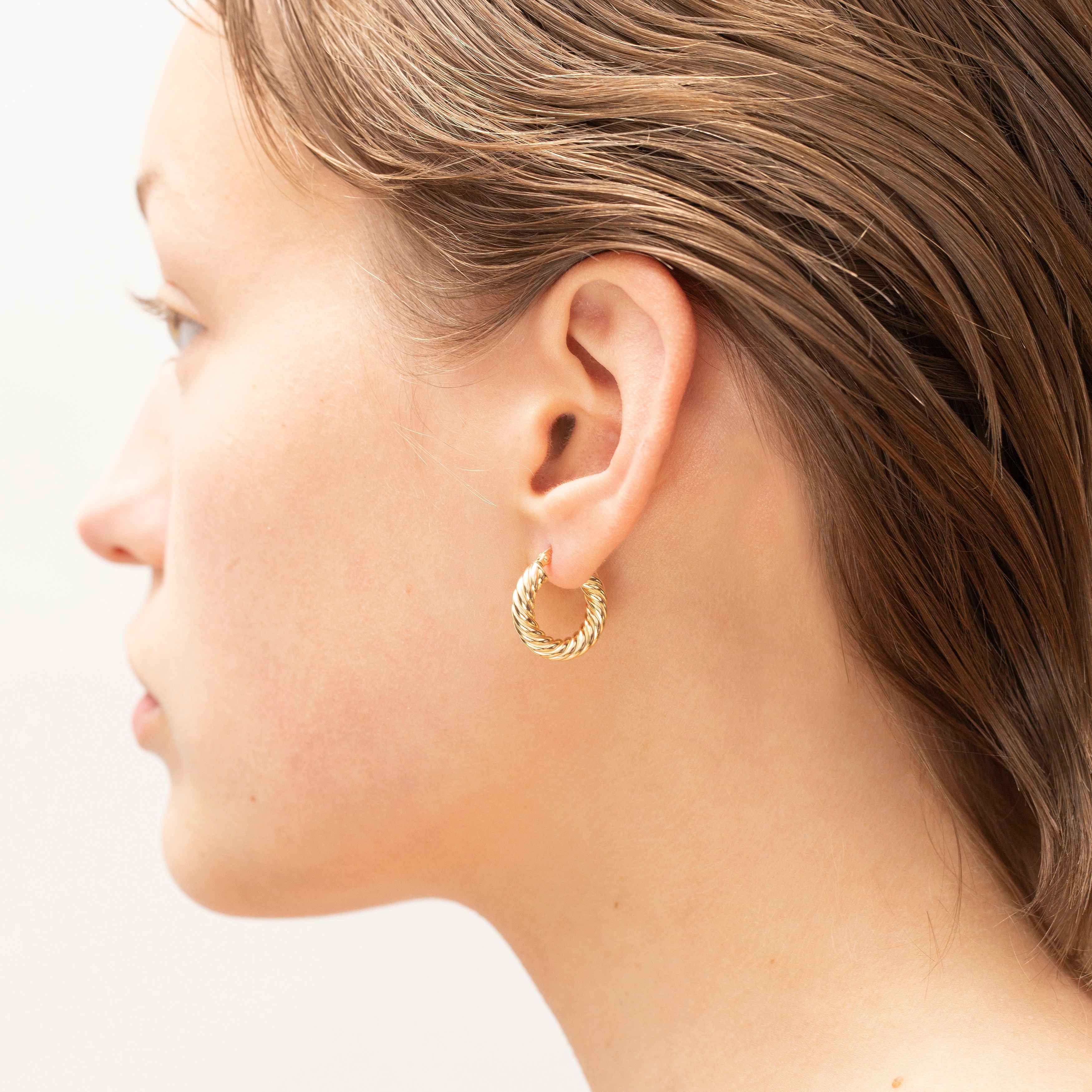 Small 14K Gold Twist Hoops