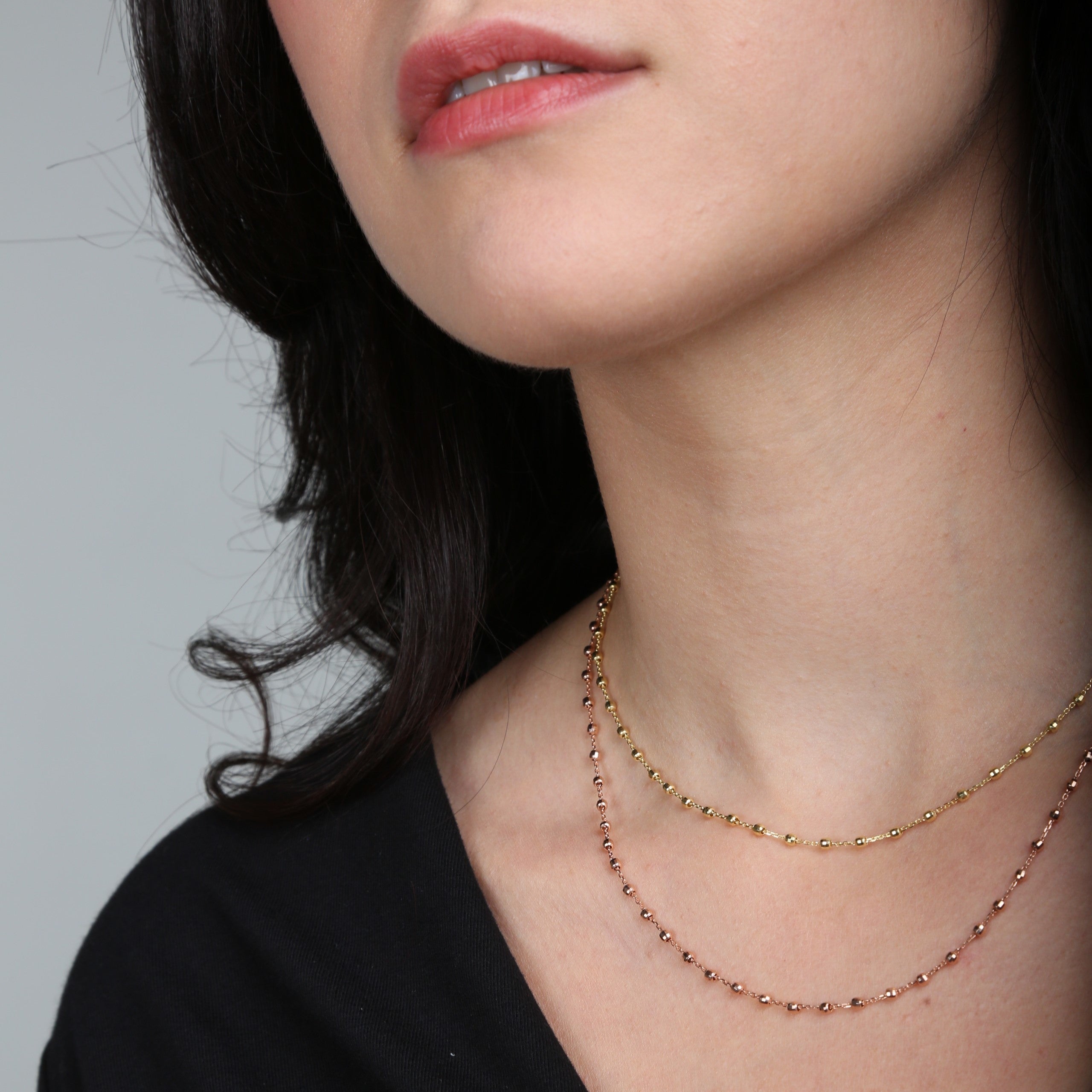 14K Gold Saturn Ball Necklace Chain