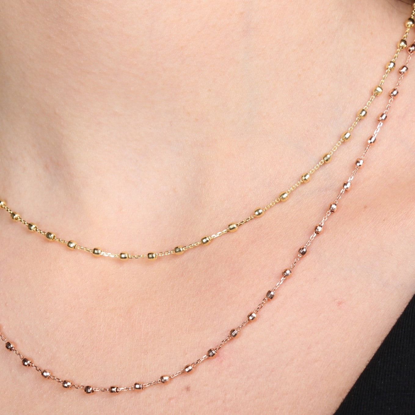14K Gold Saturn Ball Necklace Chain