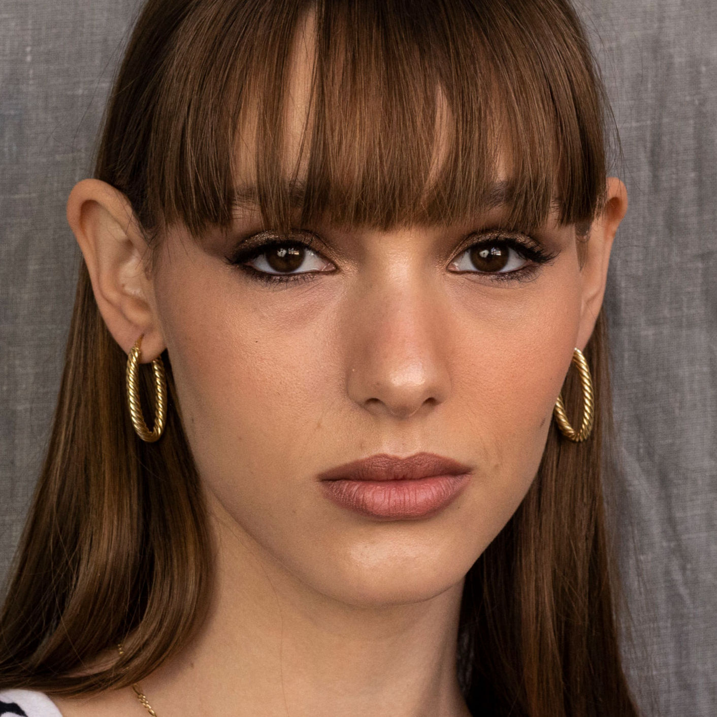 14K Gold Large Twist Oval Hoops