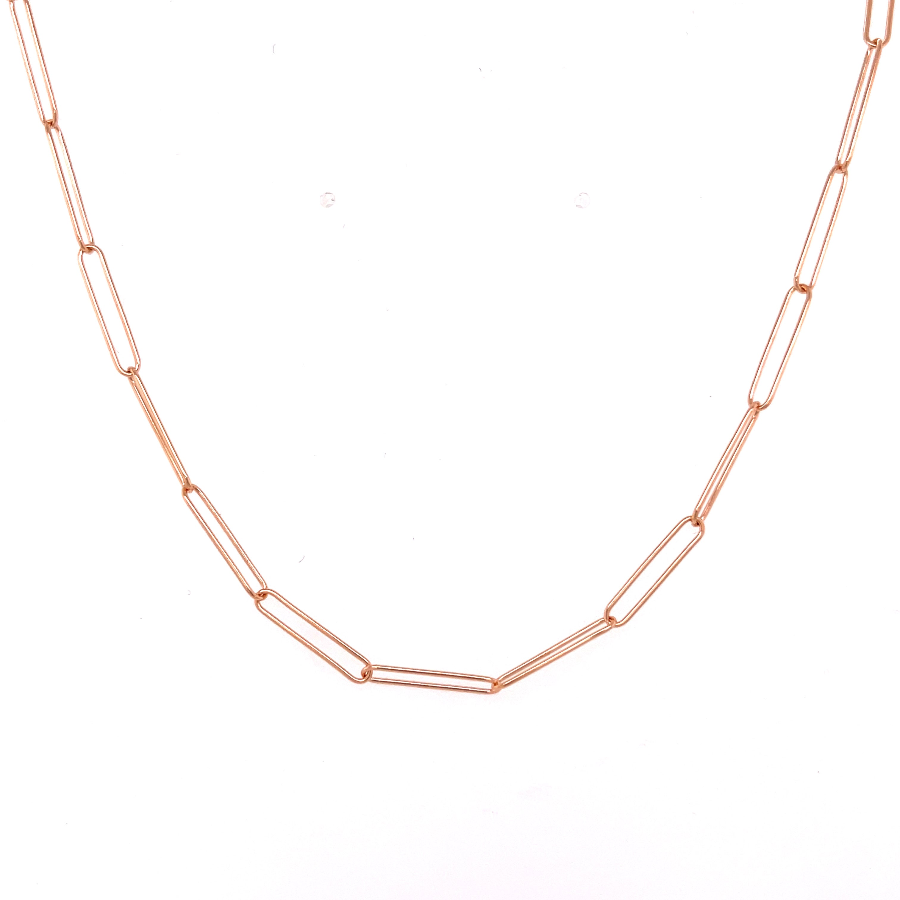 14K Gold Long Paperclip Link Necklace Chain Women