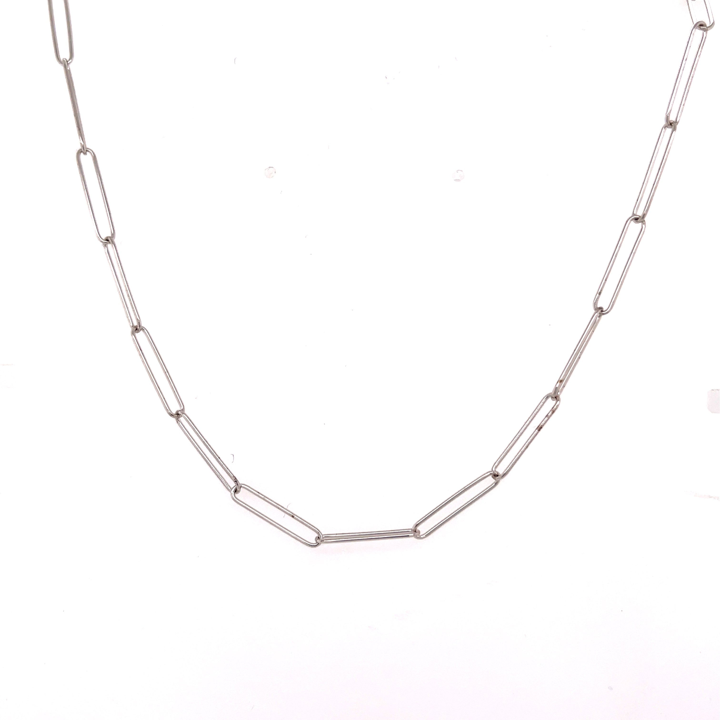 14K Gold Long Paperclip Link Necklace Chain Women