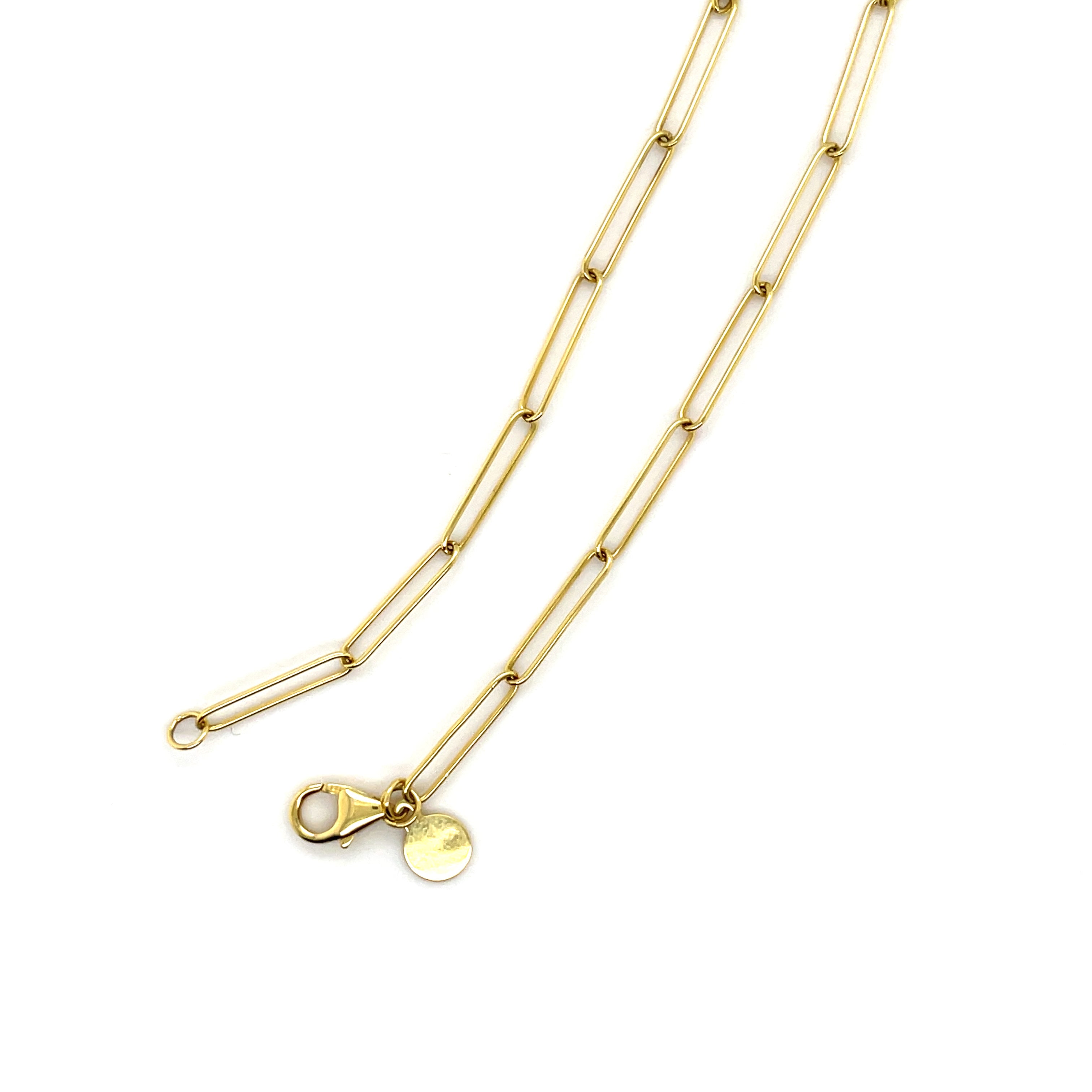 14K Gold Long Paperclip Link Necklace Chain Women