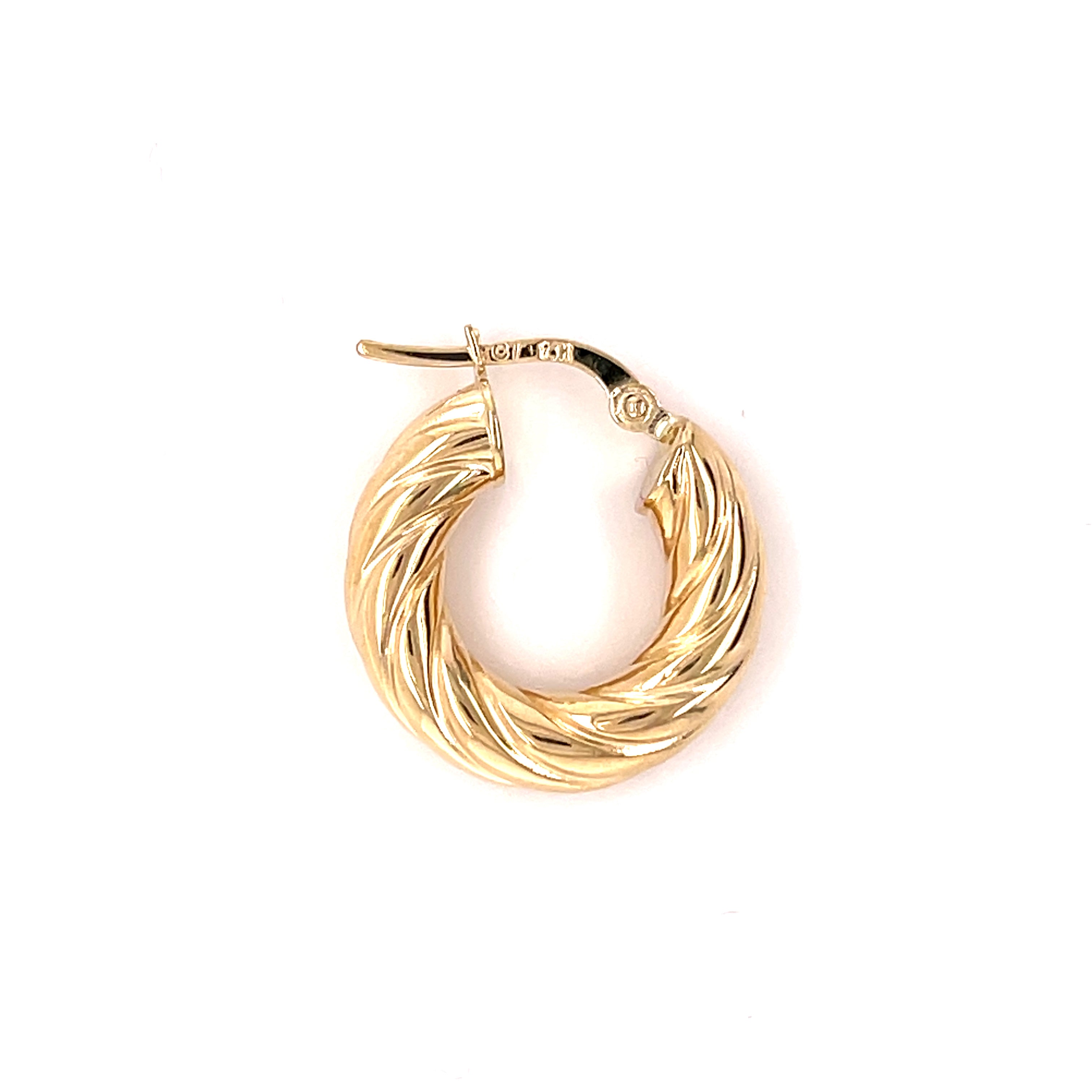 14K White Gold Small Chunky Twist Hoops