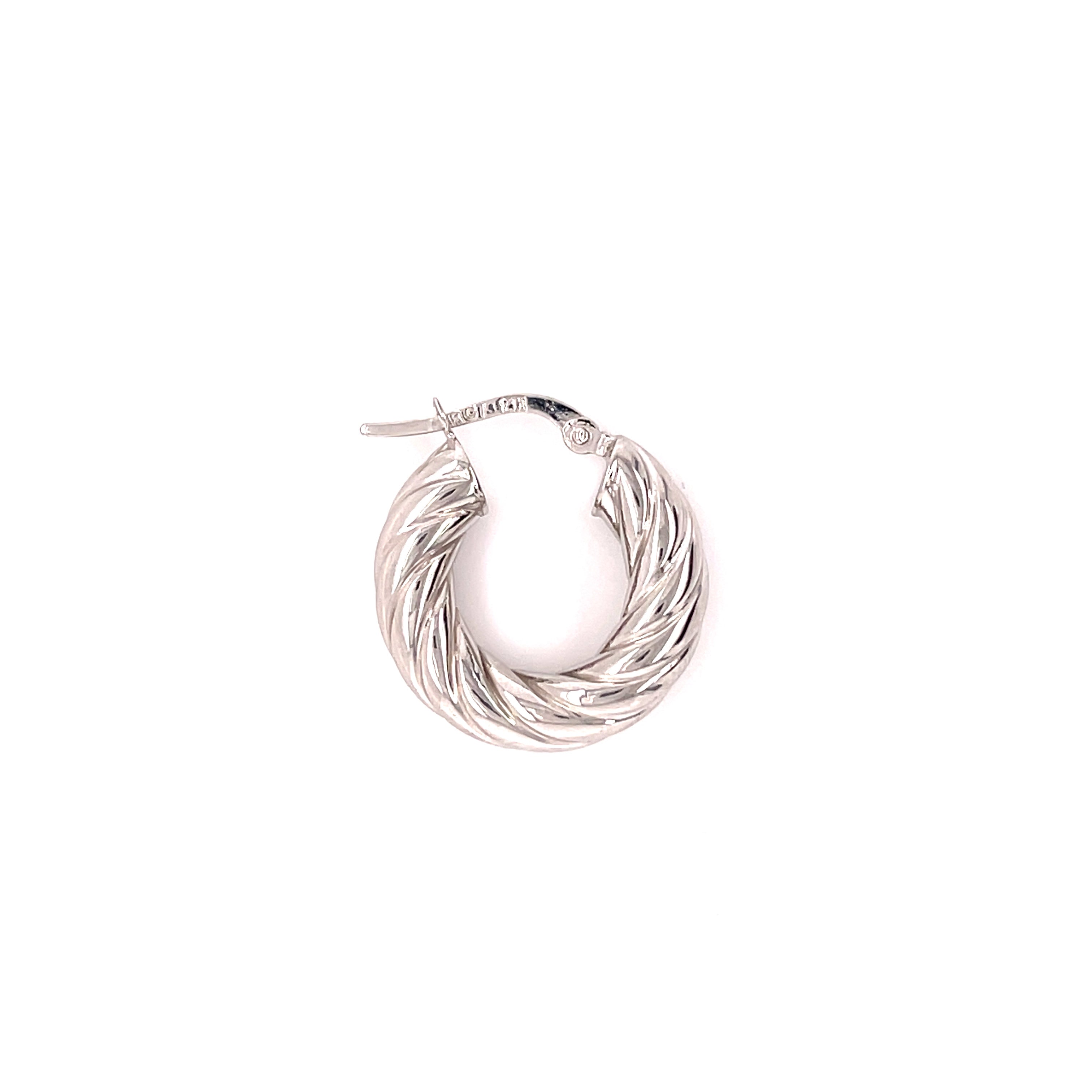 14K White Gold Small Chunky Twist Hoops