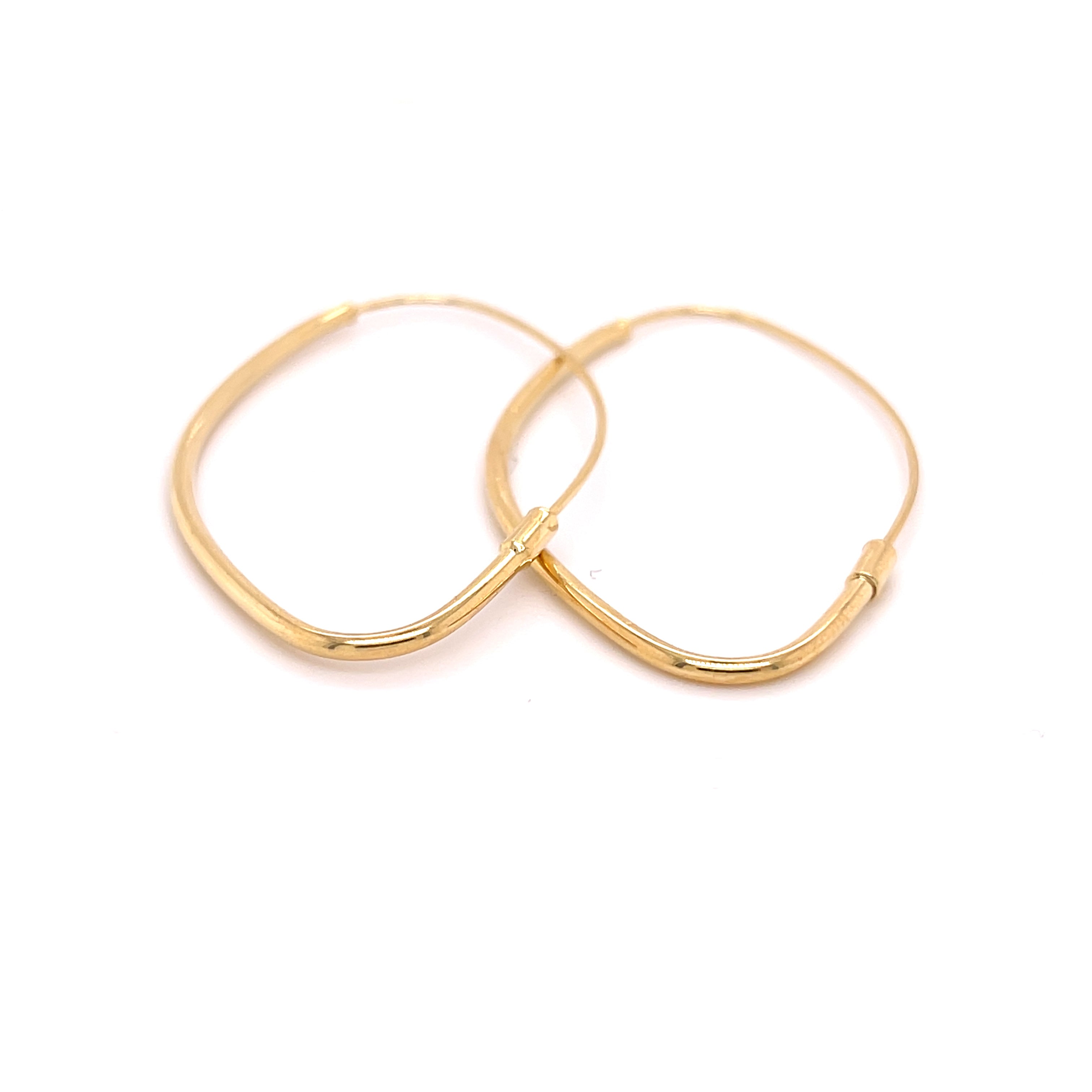 14K Gold Marquise Hoop Earrings