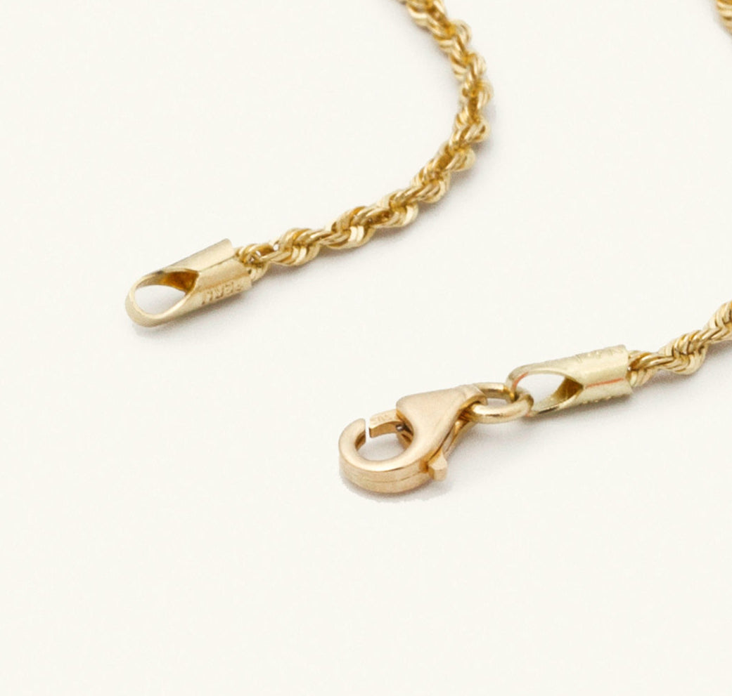 14K Solid Gold Rope Choker Necklace Chain Women