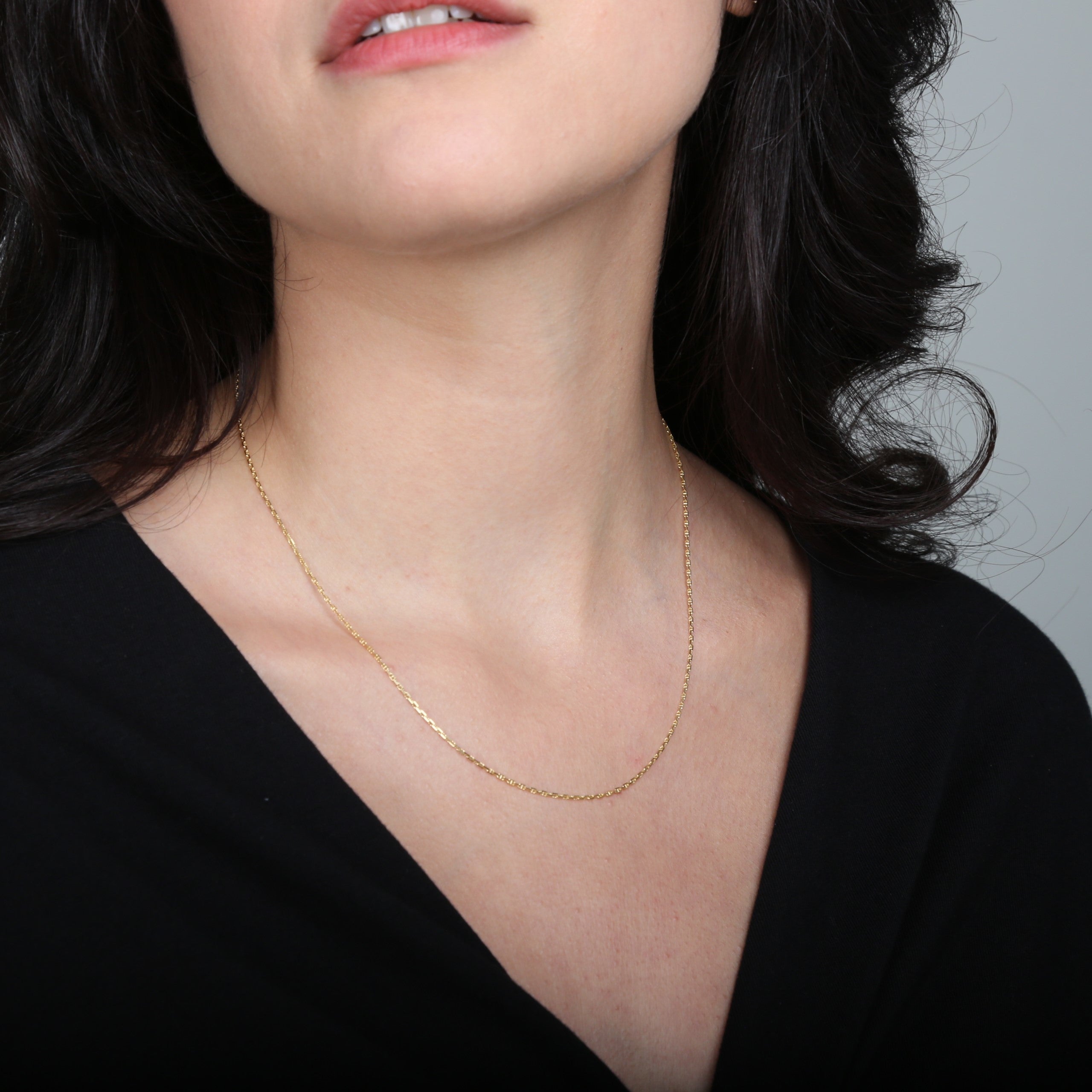 14K Gold Anchor Link Necklace Chain Women