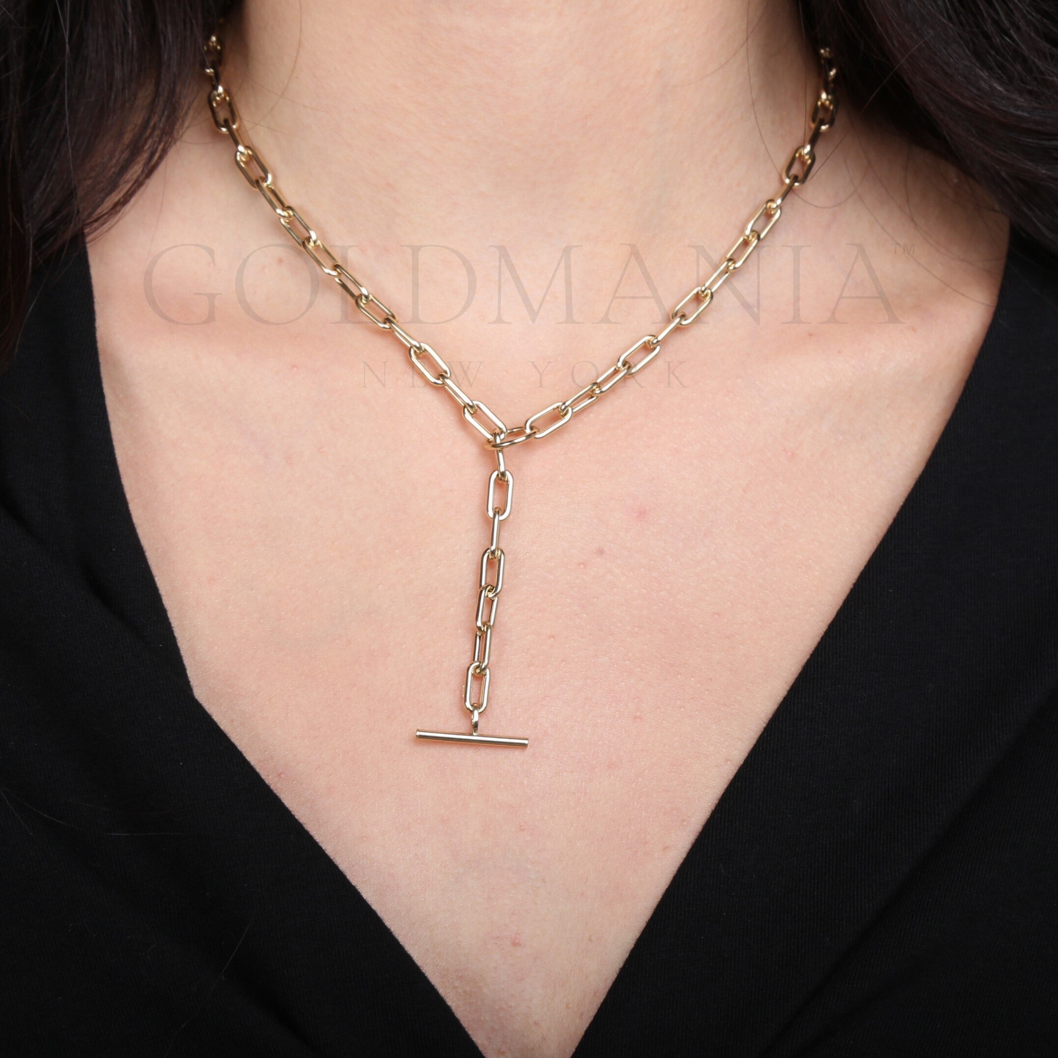 14K Gold Toggle Paperclip Necklace