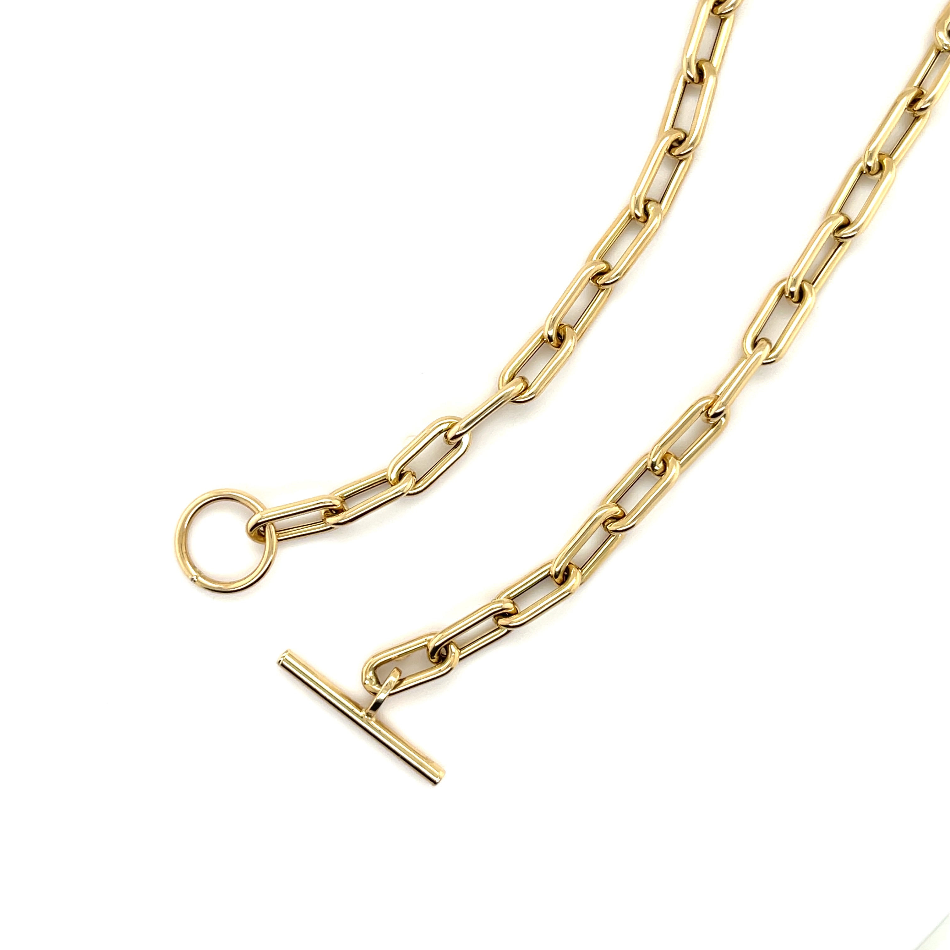 14K Gold Toggle Paperclip Necklace Women