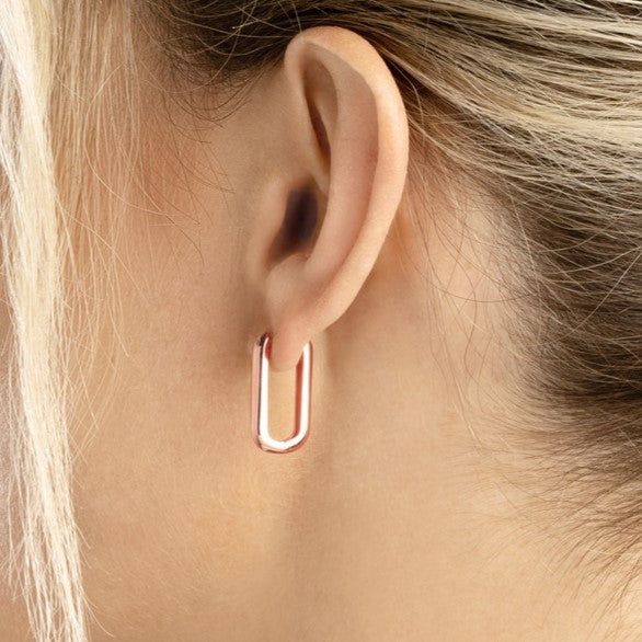 14K Gold Oblong Rectangle Hoops