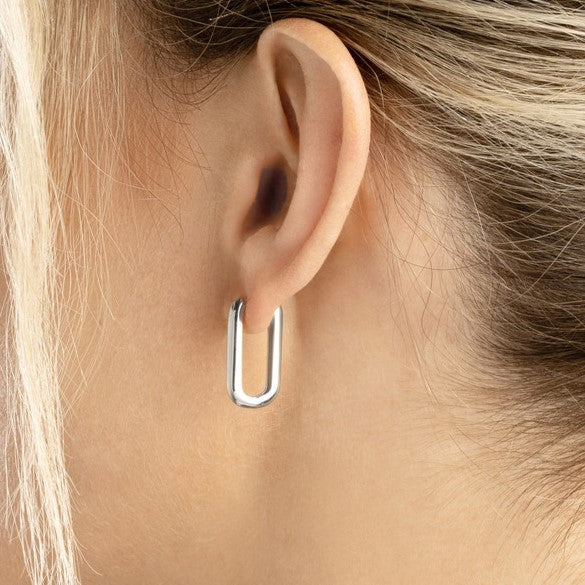 14K Gold Oblong Rectangle Hoops