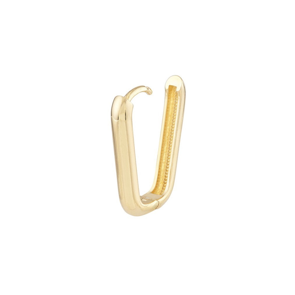 14K Gold Oblong Rectangle Hoops
