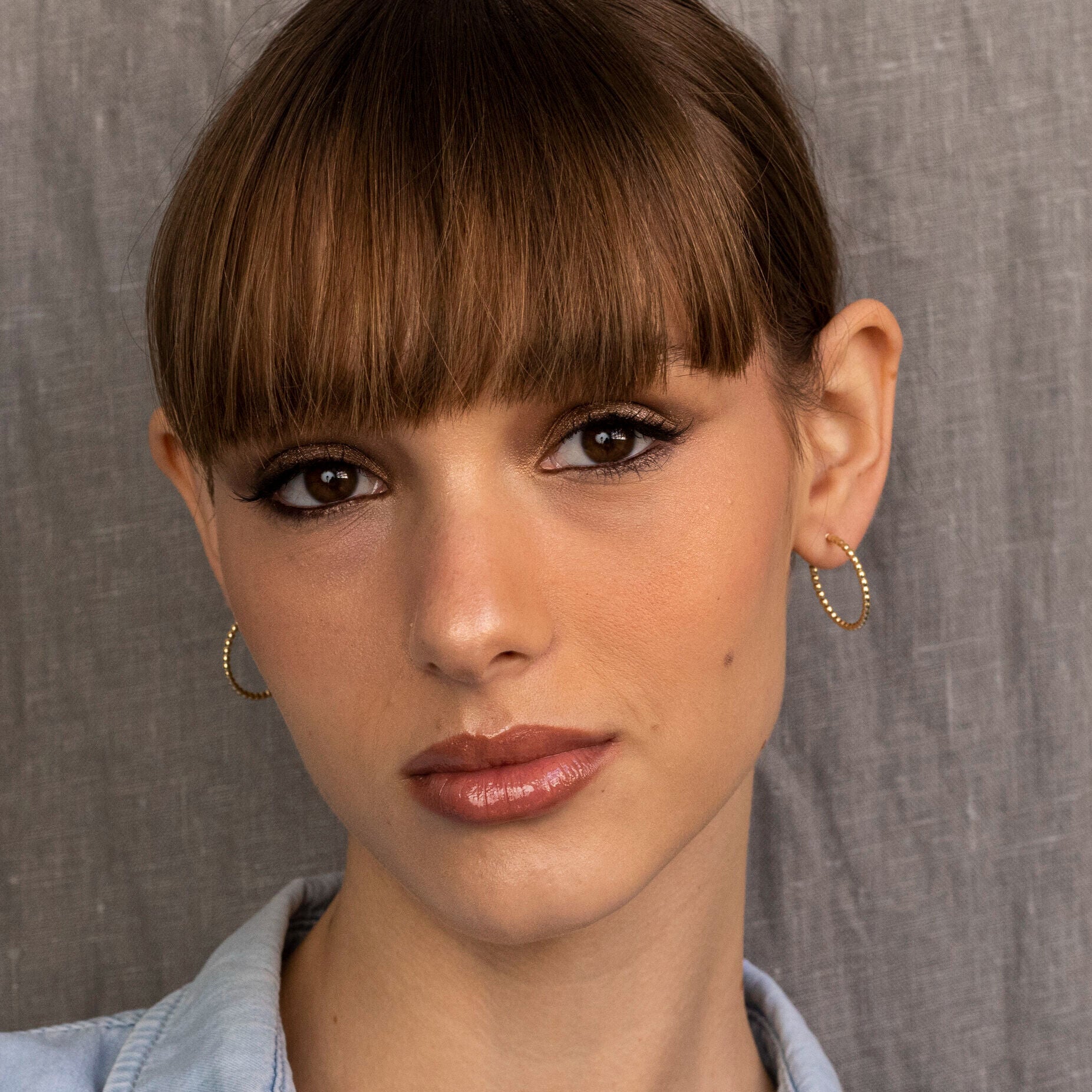 14K Gold Beaded C Hoops