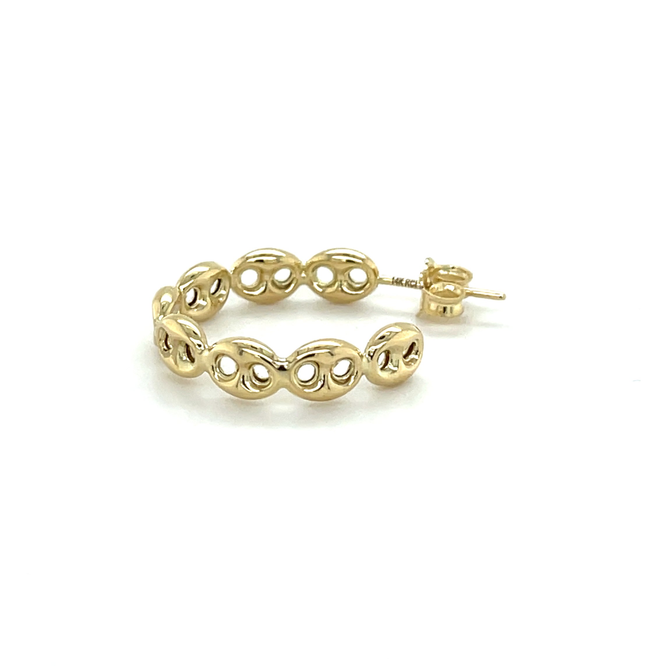 14K Gold Puffed Mariner Hoop Earrings