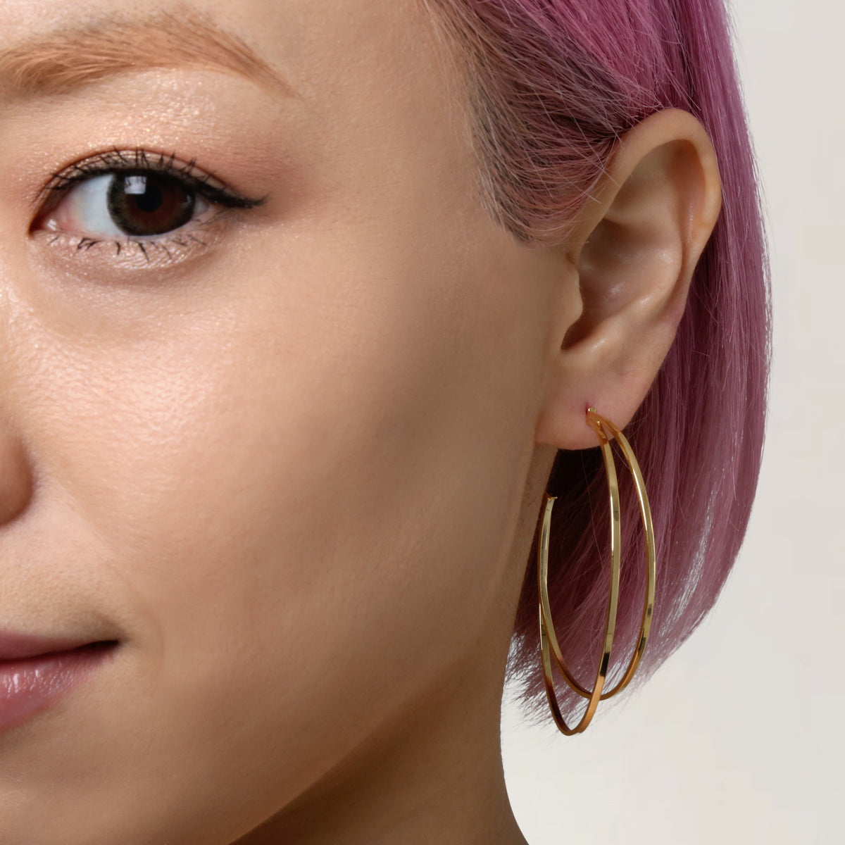 14K Yellow Gold Large Double C Hoop Earrings