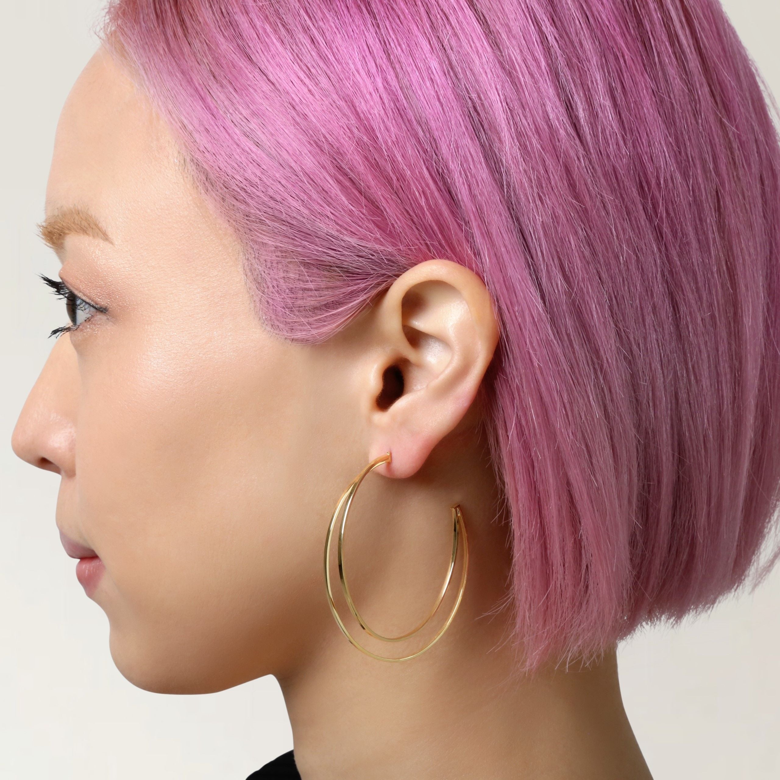 14K Yellow Gold Large Double C Hoop Earrings