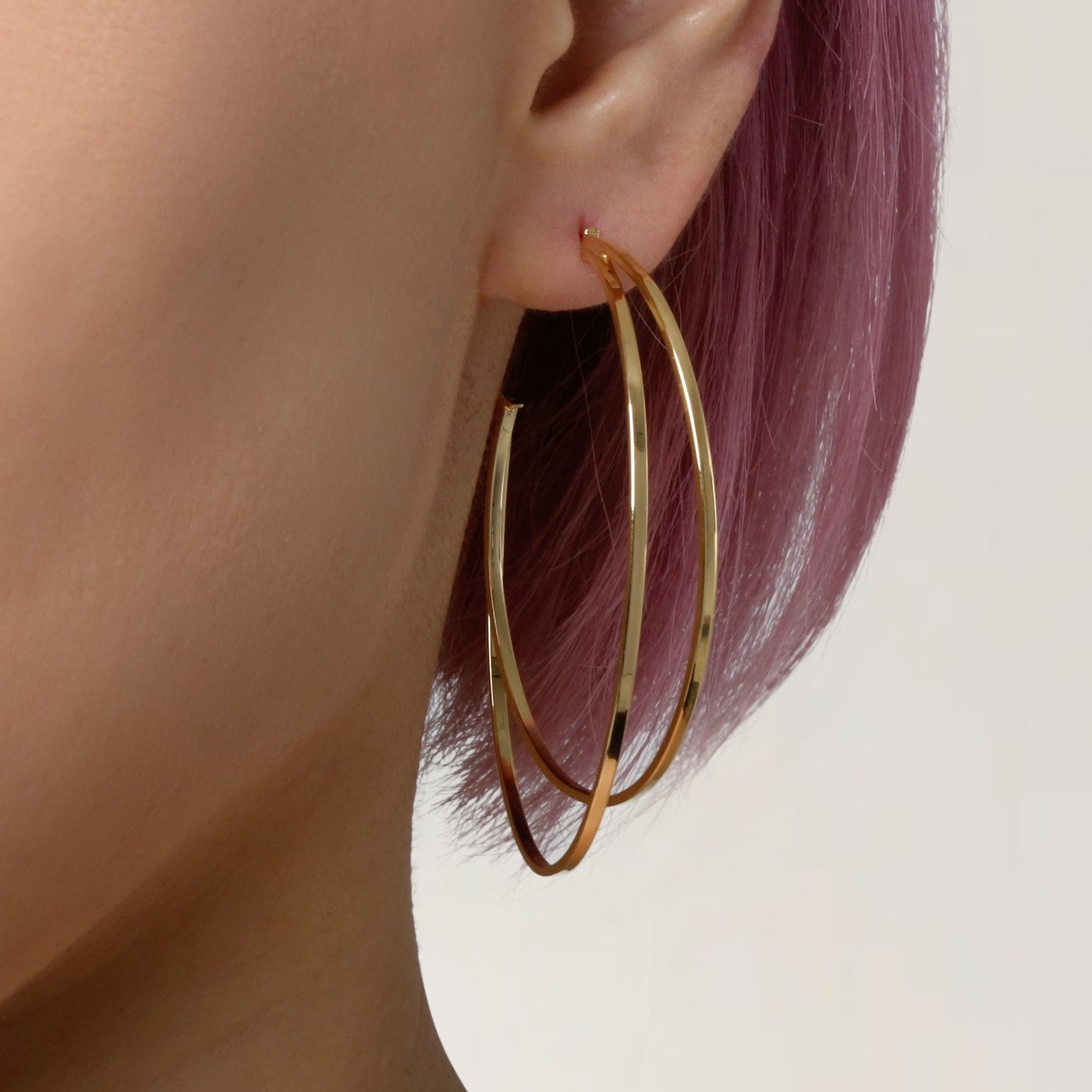 14K Yellow Gold Large Double C Hoop Earrings