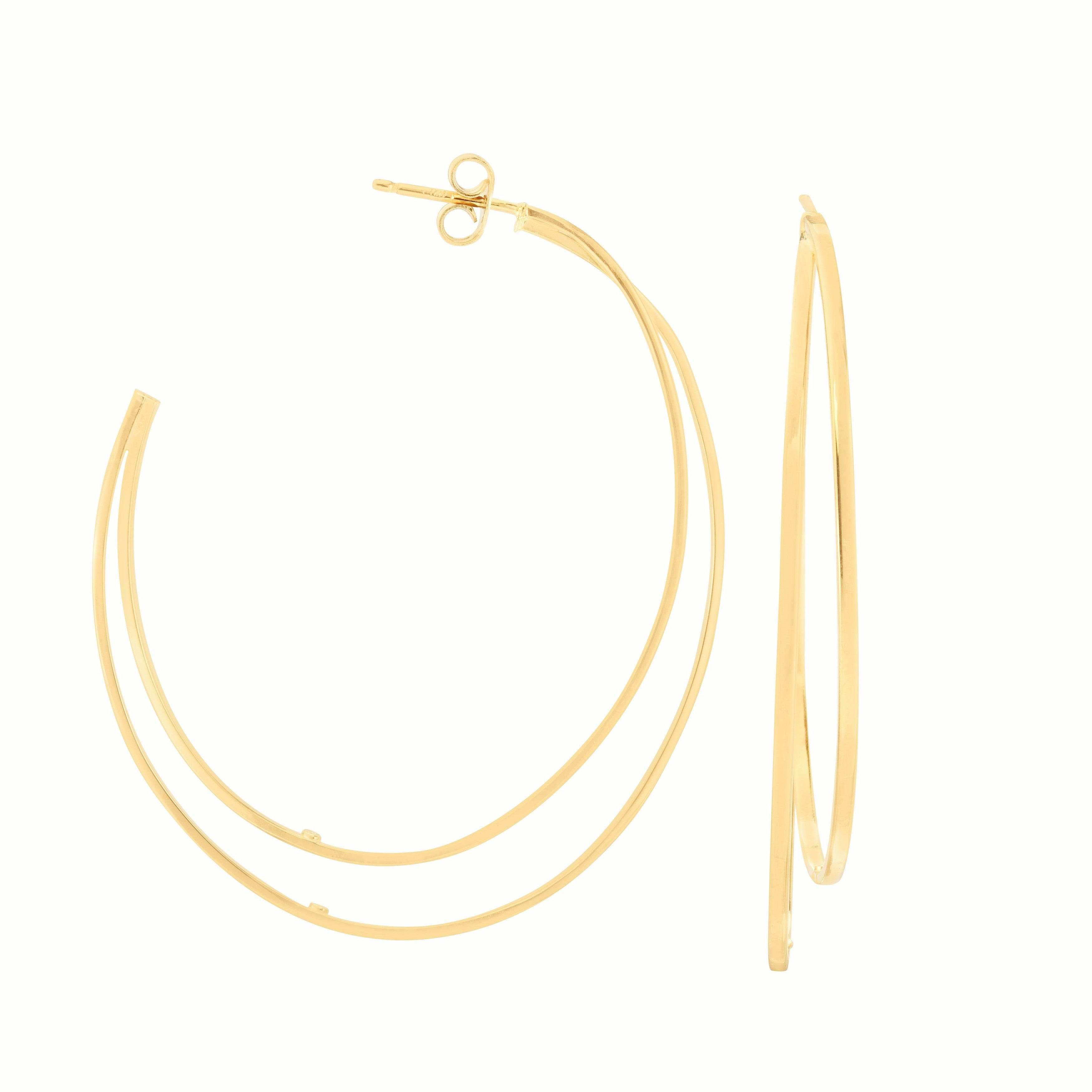Large 14K Gold Double Hoops