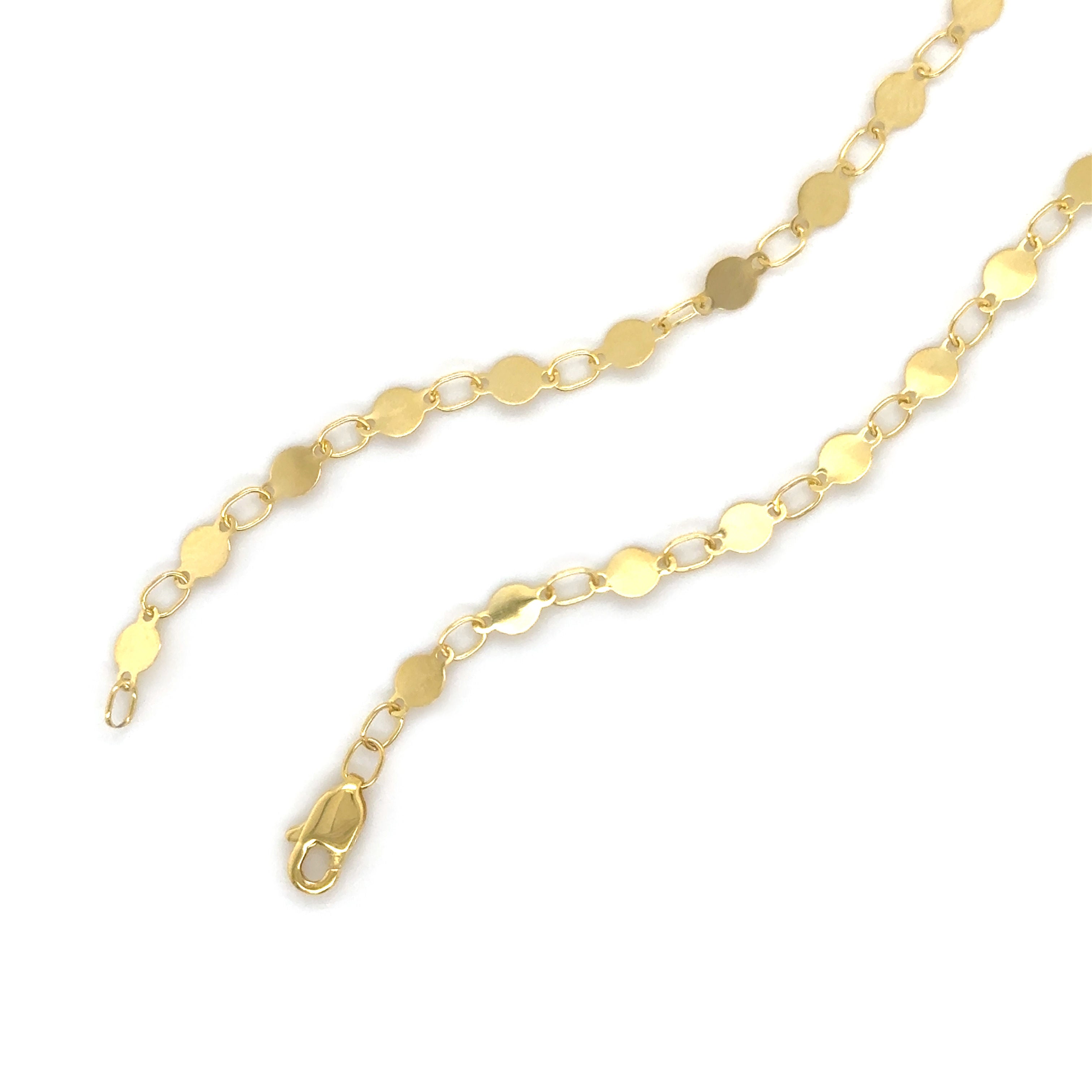 14K Gold Round Mirror Link Bracelet
