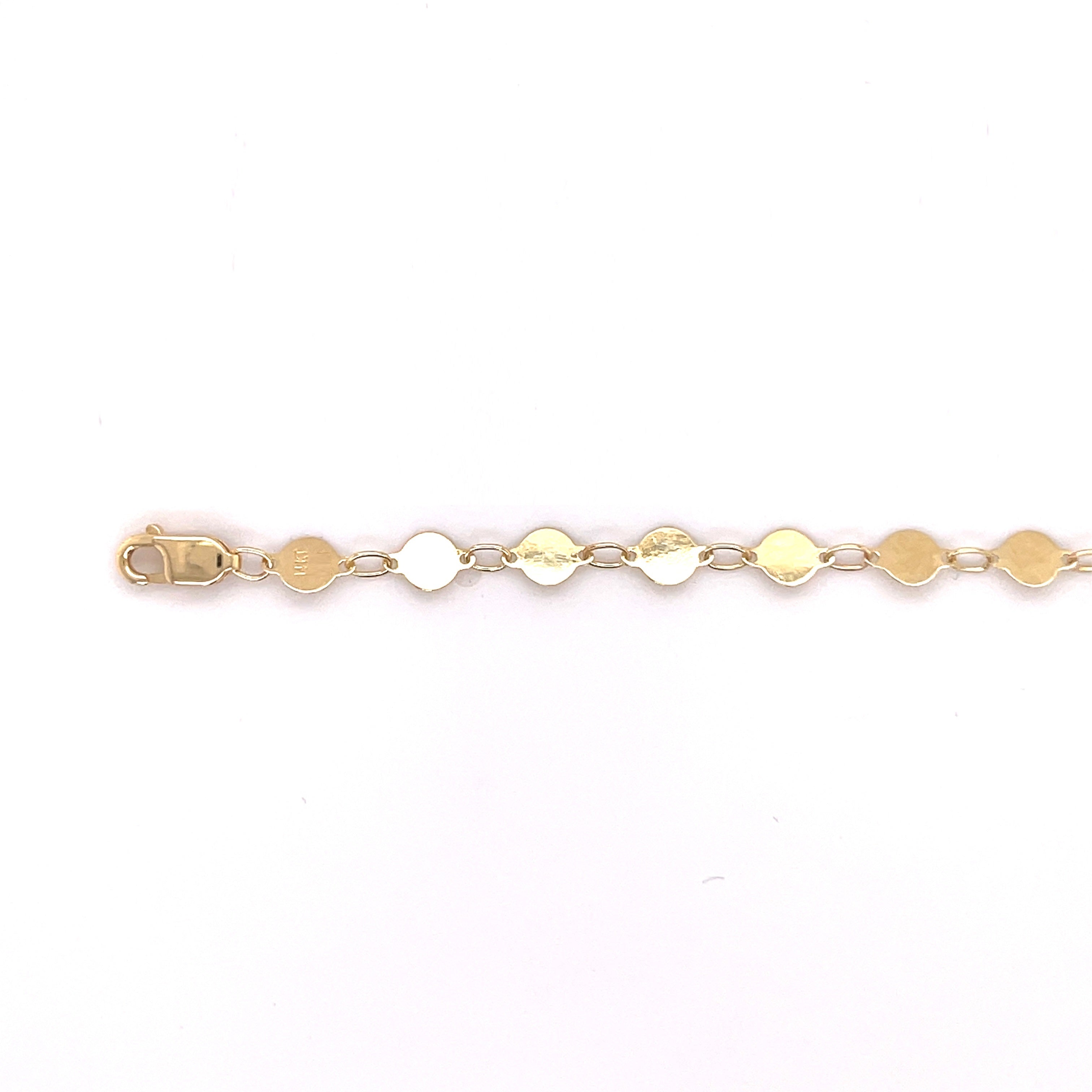 14K Gold Round Mirror Link Bracelet
