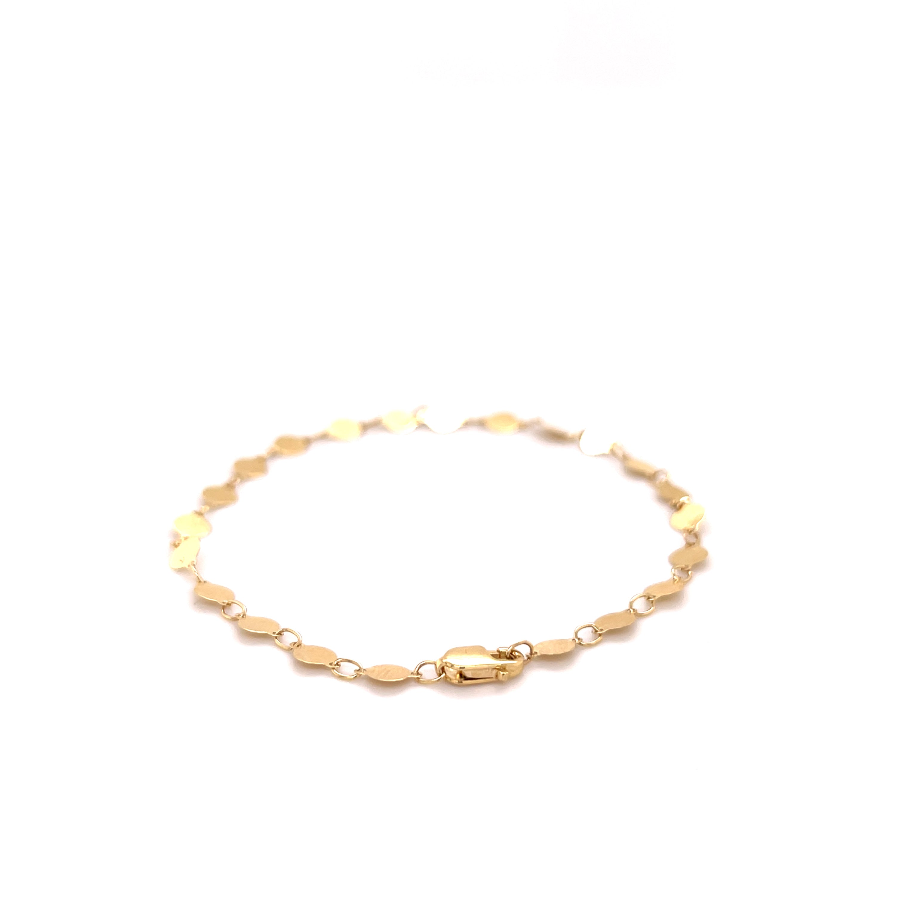 14K Gold Round Mirror Link Bracelet
