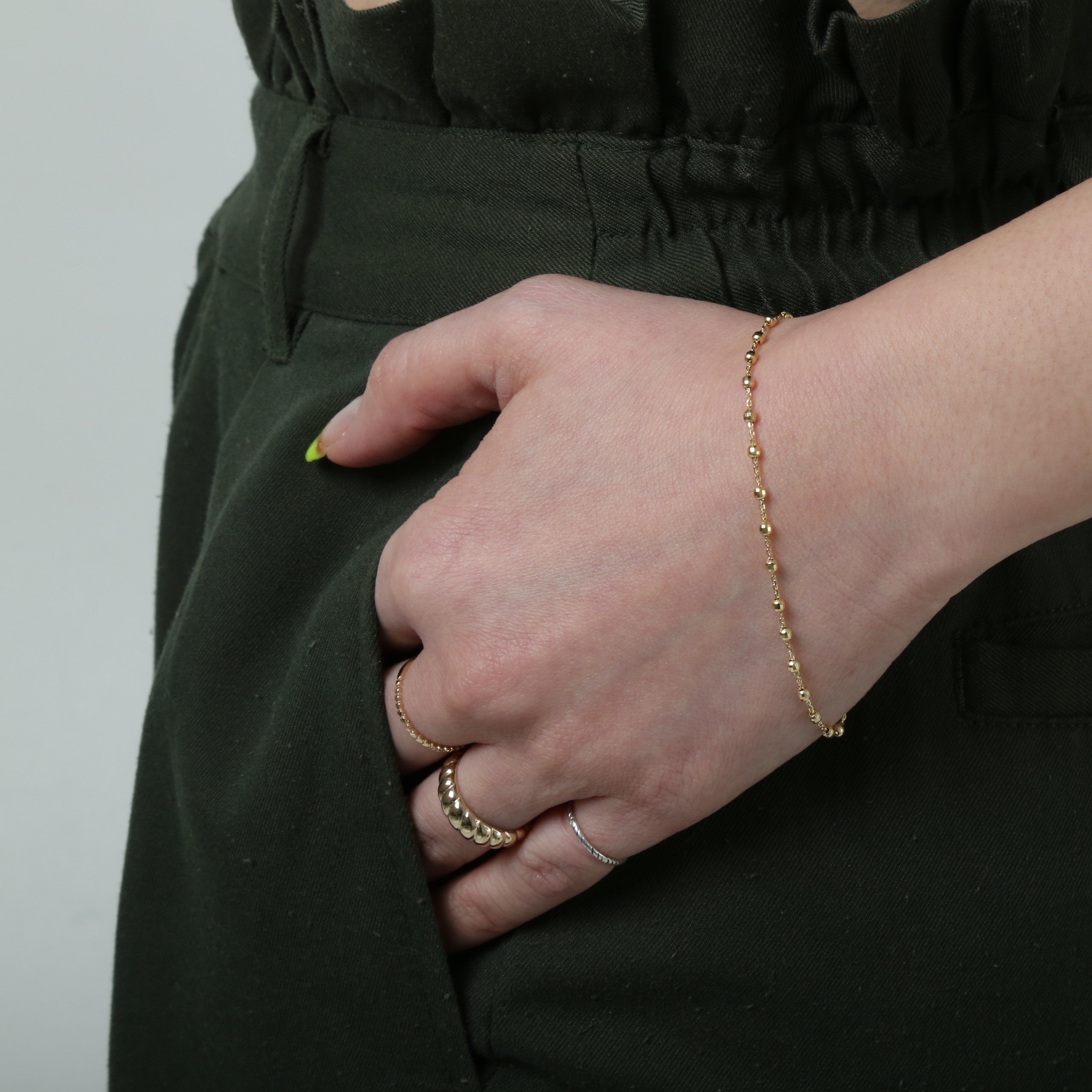 14K Gold Ball Bead Chain Bracelet