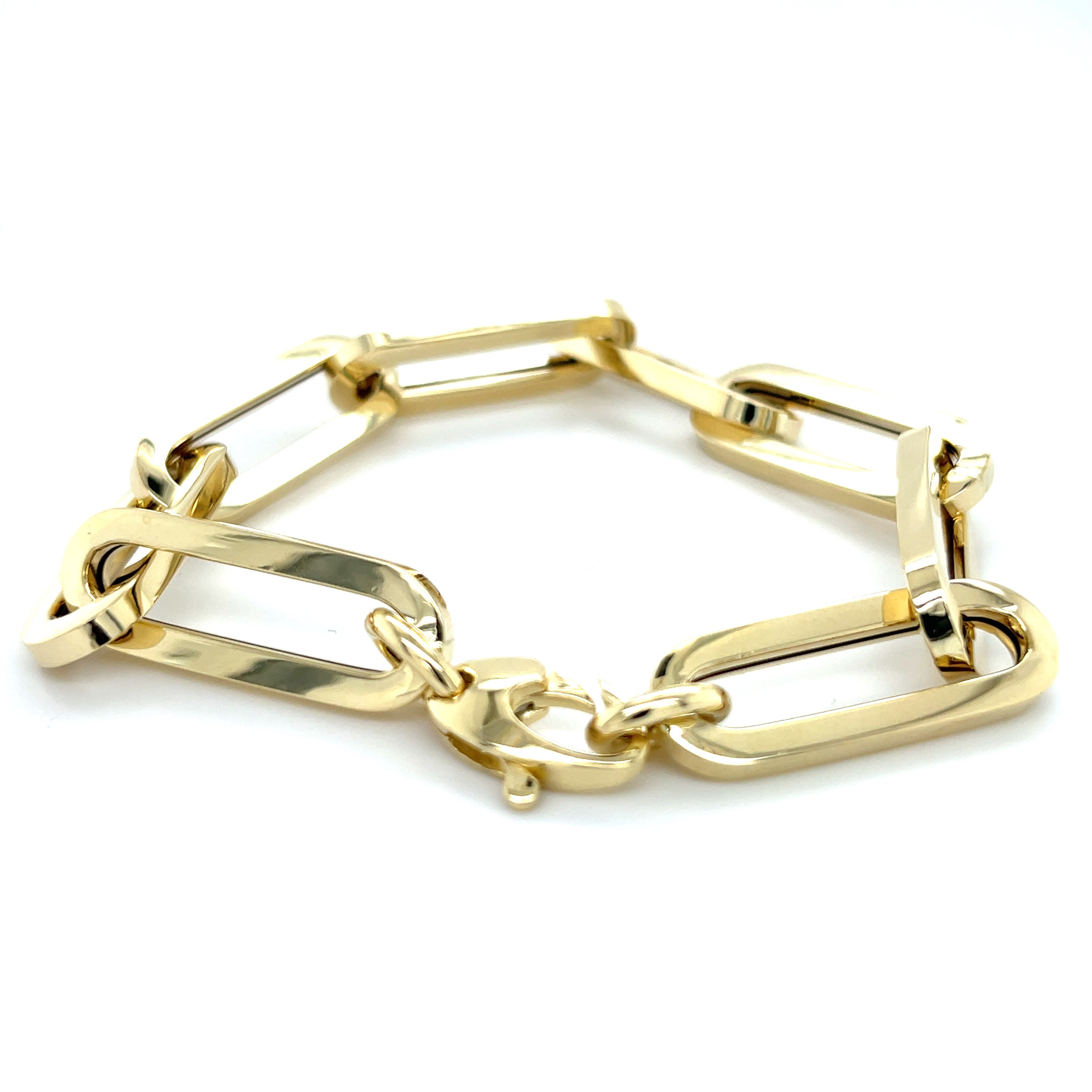 14K Gold Chunky 10 mm Thick Paperclip Bracelet