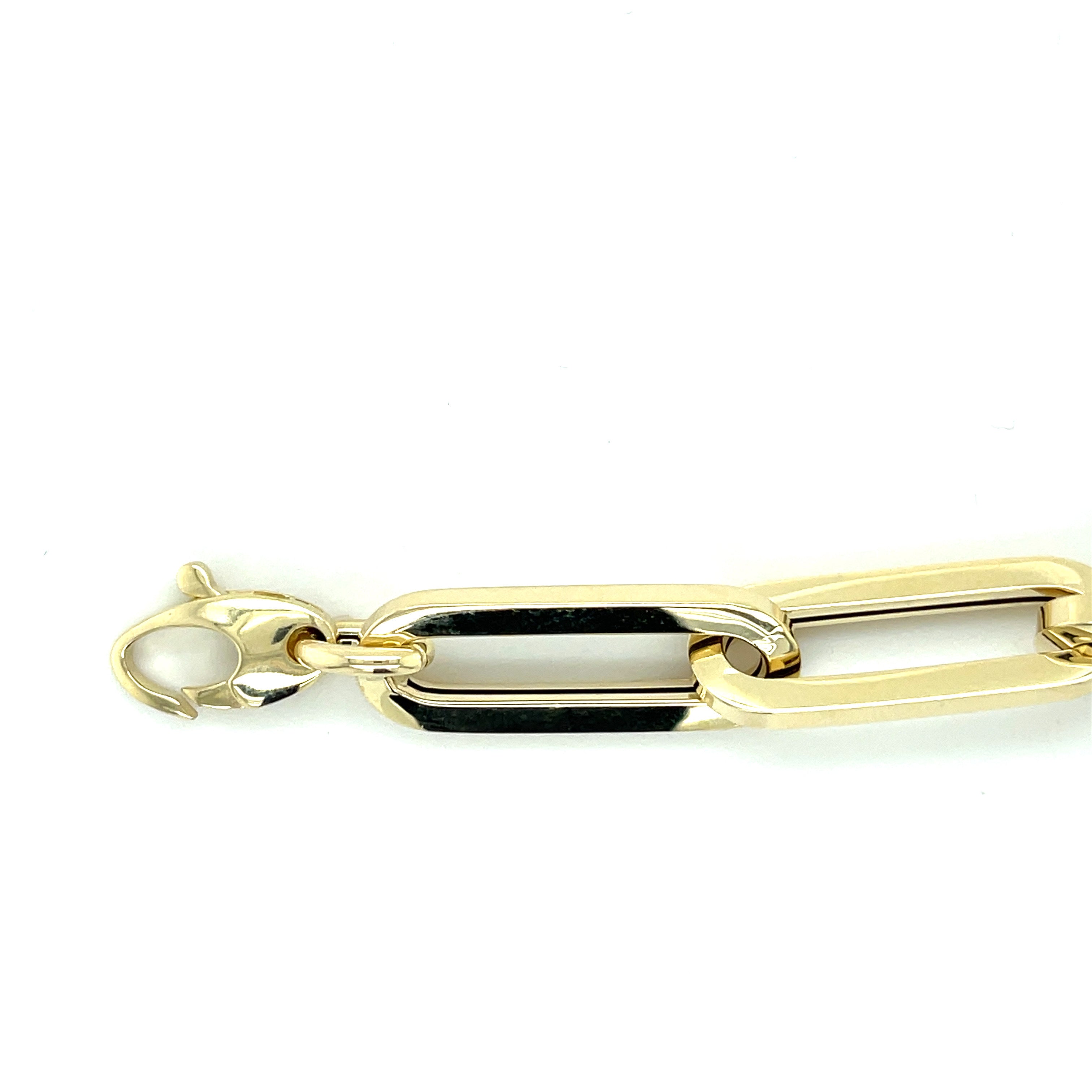14K Gold Chunky 10 mm Thick Paperclip Bracelet